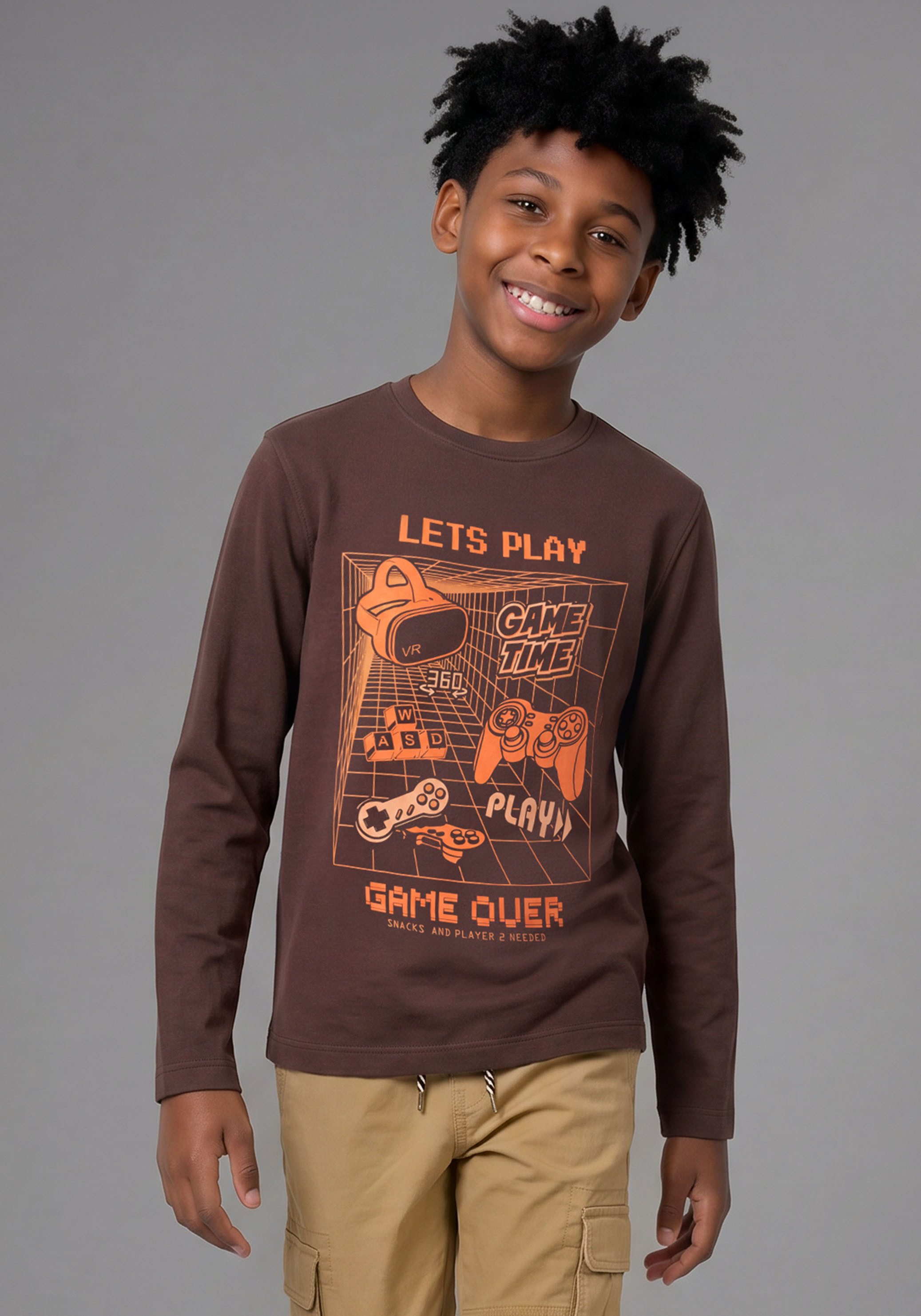 KIDSWORLD Langarmshirt Gamer-Shirt Langarm, Basic-Stil, für Alltag und Freizeit