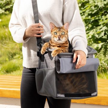 Navaris Tiertransporttasche Rucksack für Hunde Katzen - 31x27x27cm - Hundefahrradkorb bis 10 kg