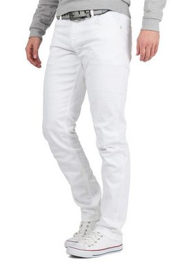 Cipo & Baxx Slim-fit-Jeans Herren Hose BA-CD319C in Weiß mit Beigen Kontrastnähten