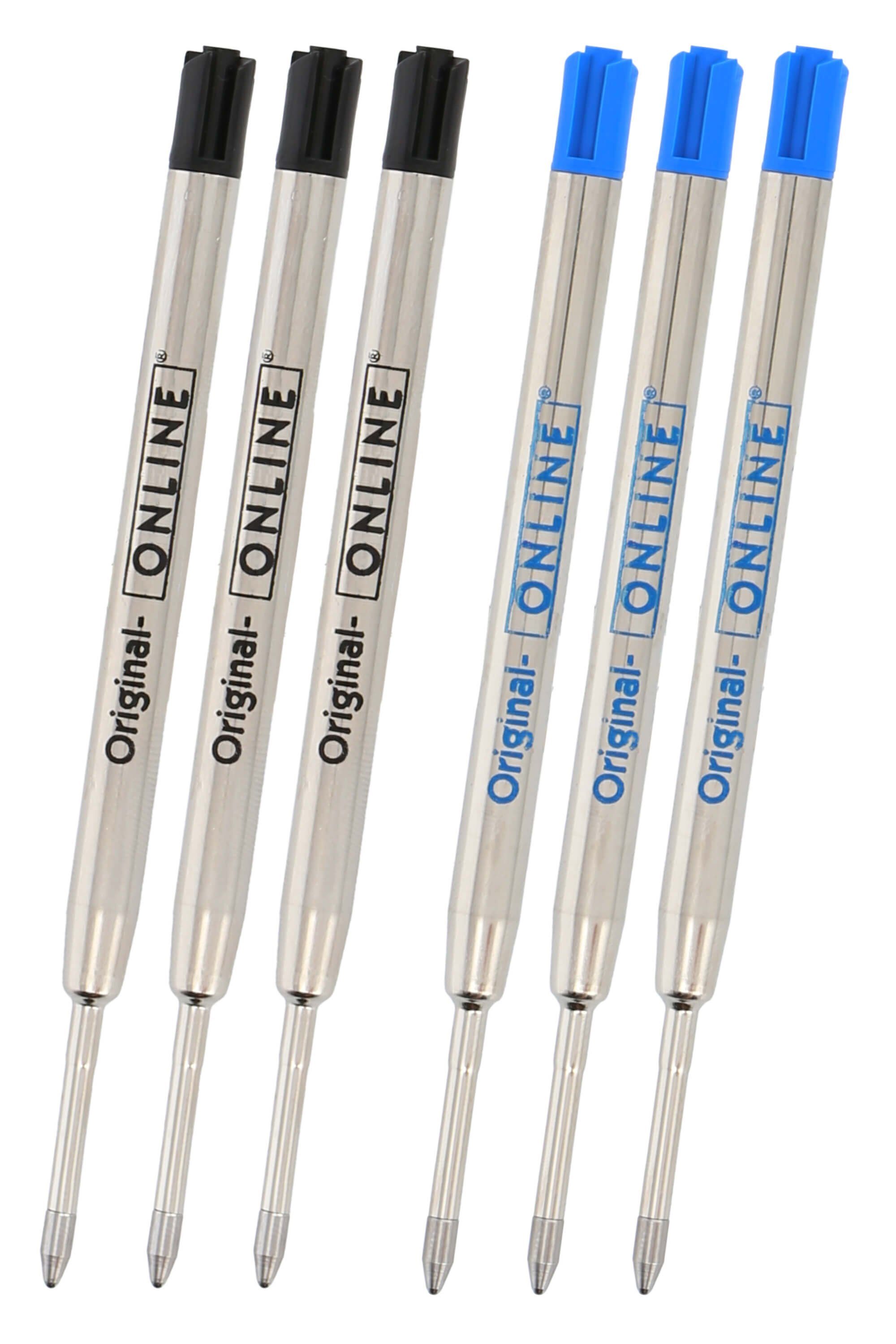 Online Pen Kugelschreiber Kugelschreiberminen, G2-Format, für Standard-Kugelschreiber, hergestellt in der Schweiz blau, schwarz