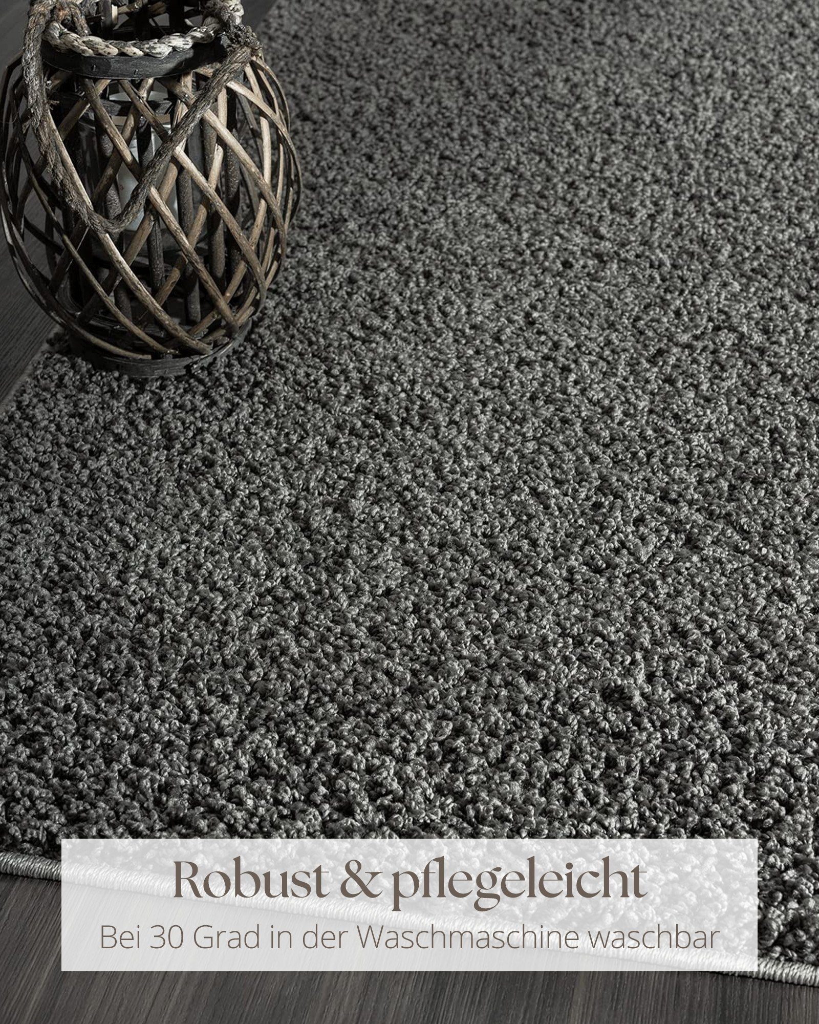 Foxy Anti-Rutsch Hochflor-Teppich Höhe: waschbar, Schlafzimmer, mm, schwarz Shaggy Langflor, Wohnzimmer, Teppich, 30 the carpet, Rechteck,