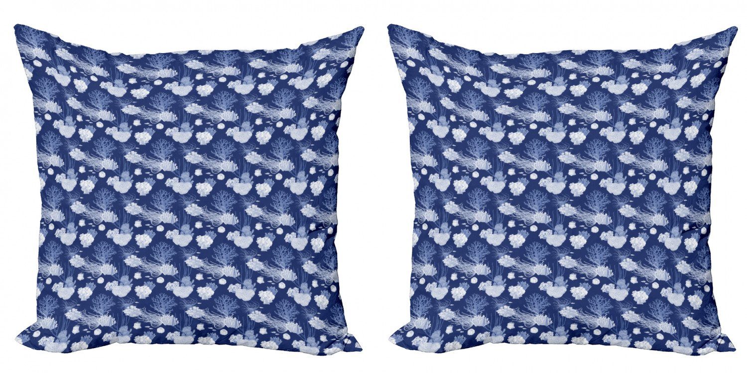 Kissenbezüge Modern Accent Doppelseitiger Seekorallen Formen (2 Nautisch Digitaldruck, Abakuhaus Stück), Verschiedene