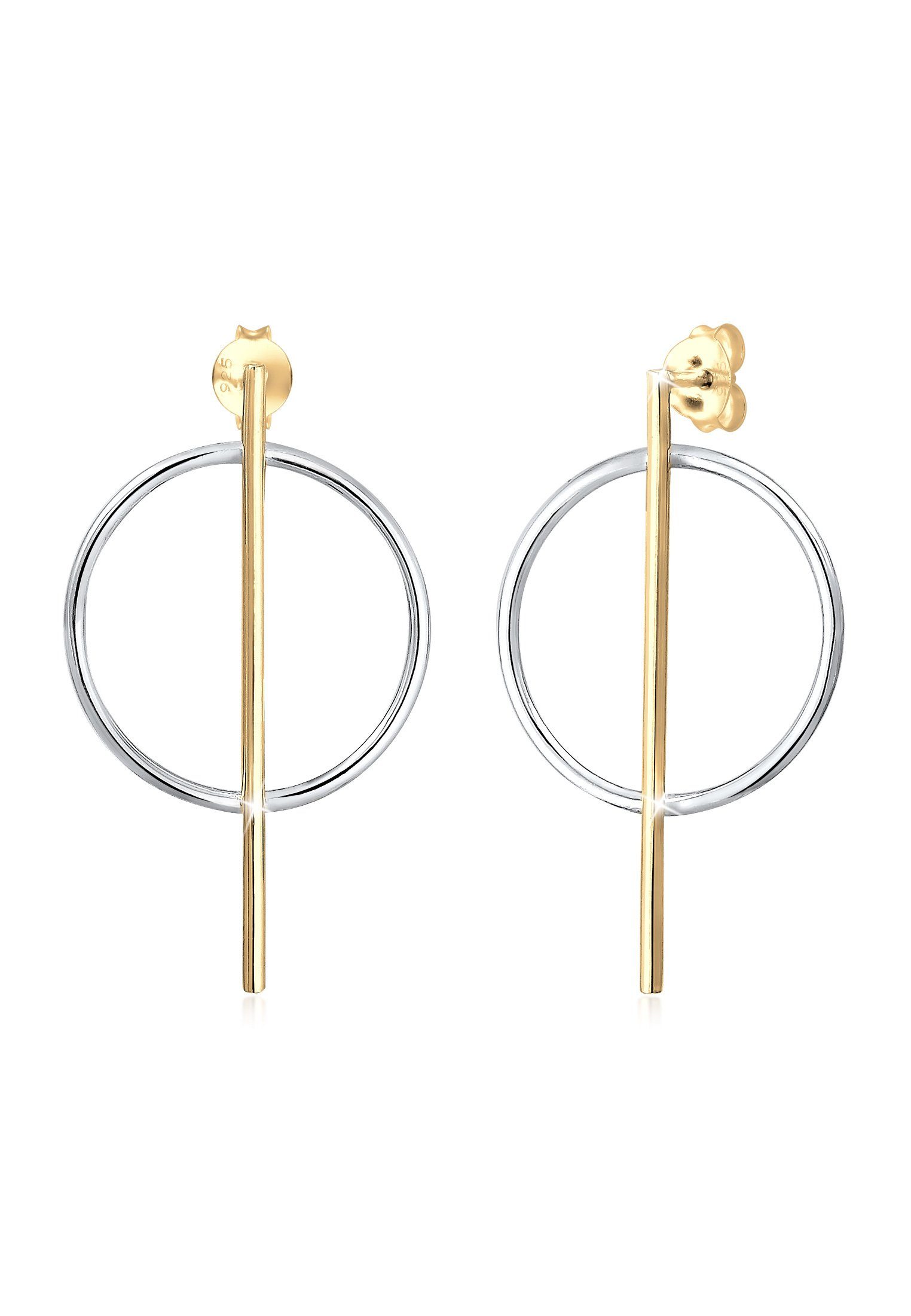 Elli Paar Ohrstecker Ohrhänger Geo Kreis Basic Minimal Look 925 Silber Gold | Ohrstecker