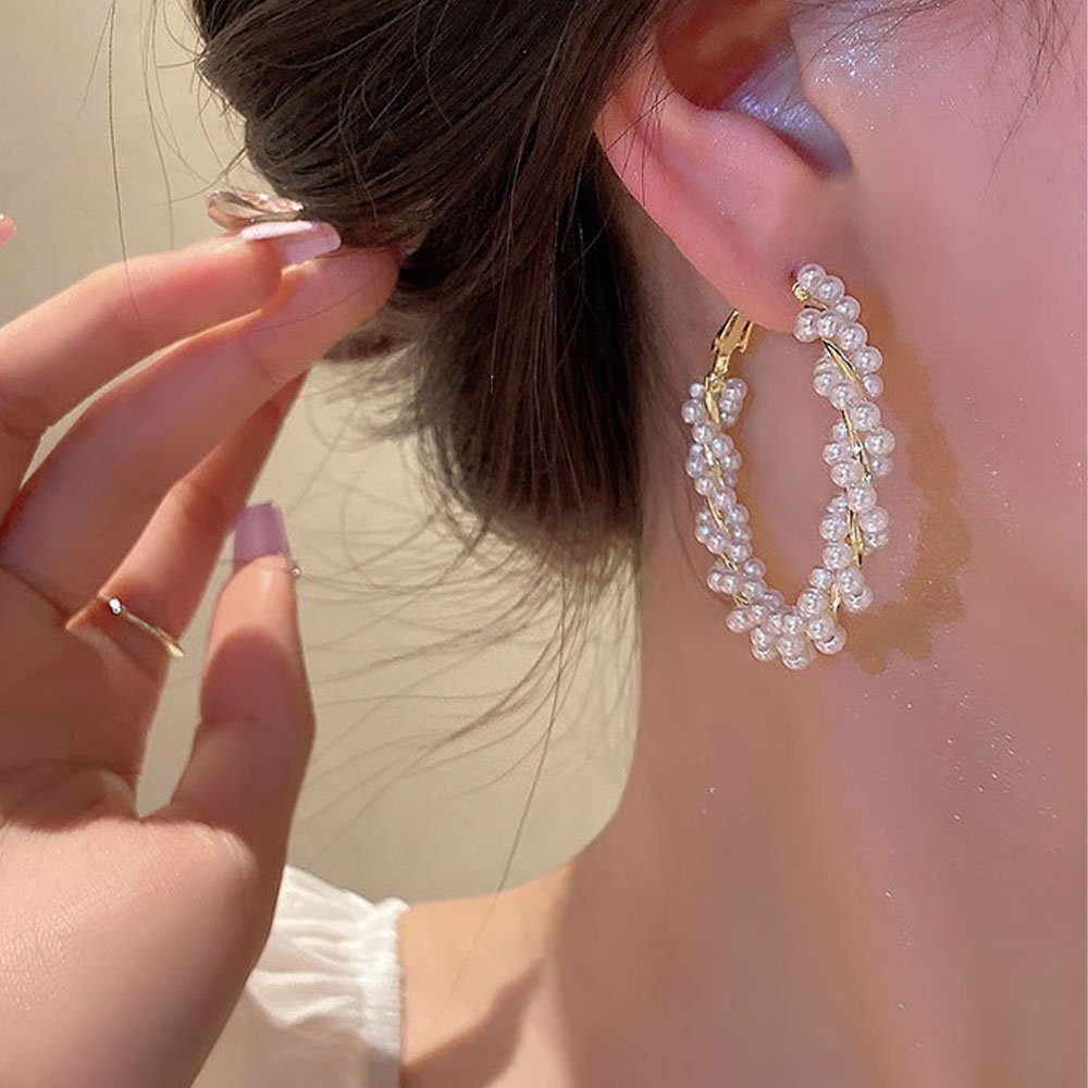 für für Bräute Damenschmuck, Bankette LAKKEC Geeignet Ohrringe Paar Kreis-Ohrringe Perle Süß Hochzeiten Partys Ohrhänger und