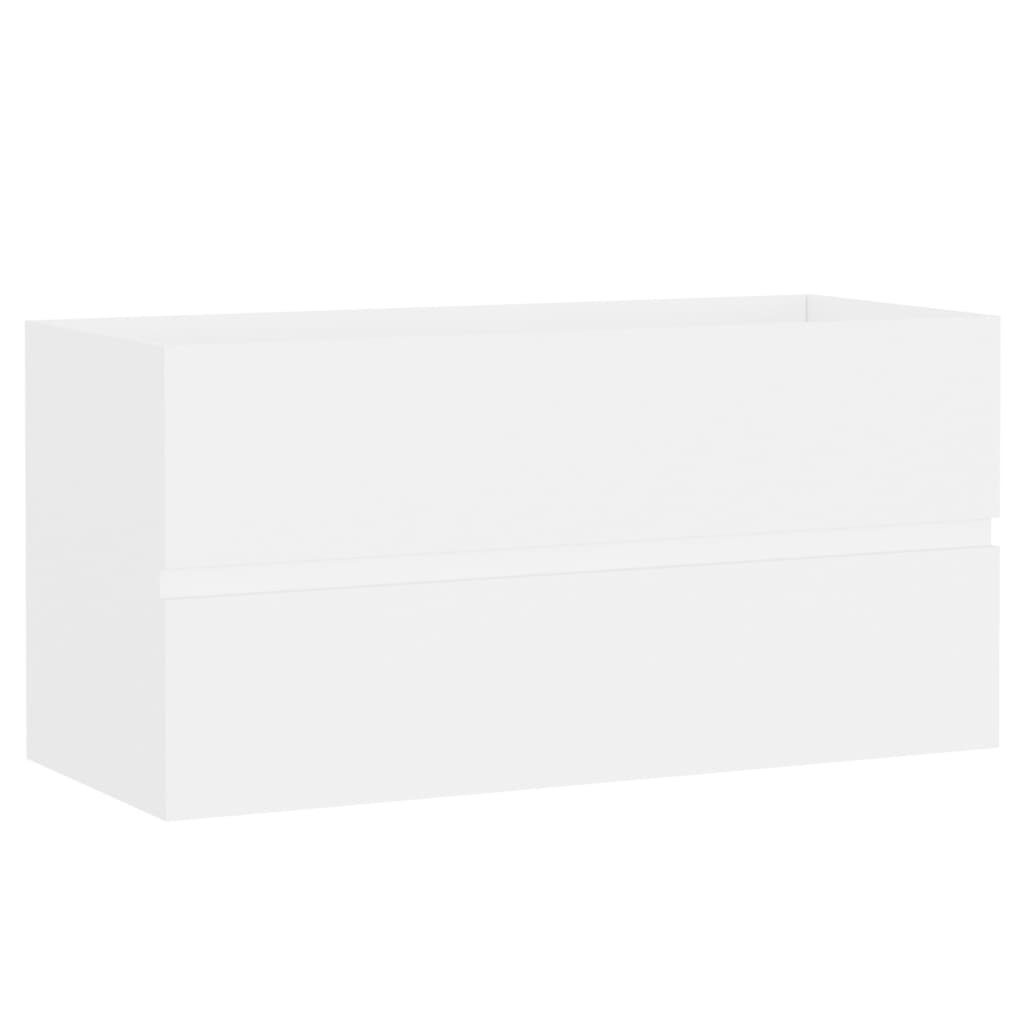 vidaXL Badezimmer-Set Waschbeckenunterschrank Weiß 90x38,5x45 cm Holzwerkstoff, (1-St)