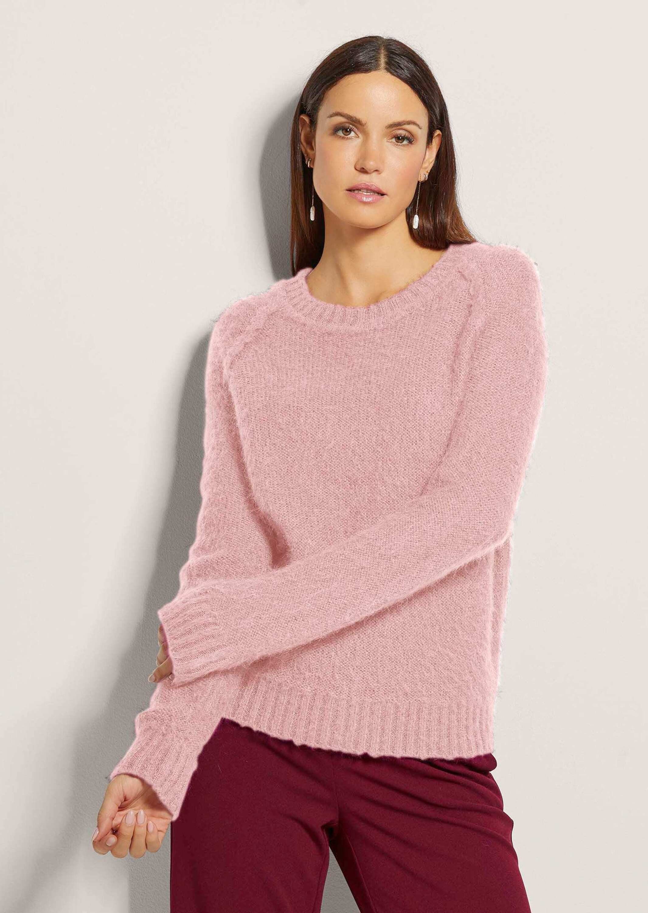 Strickpullover Flauschiger Rundhals-Pullover