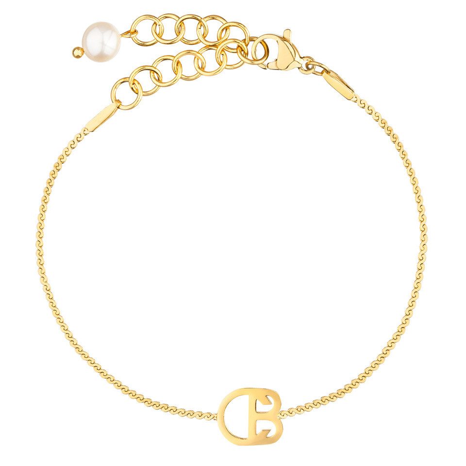Celia von Barchewitz Edelstahlarmband ICONA, Damen Armband mit Perle & Logo, vergoldet, elegant & modern