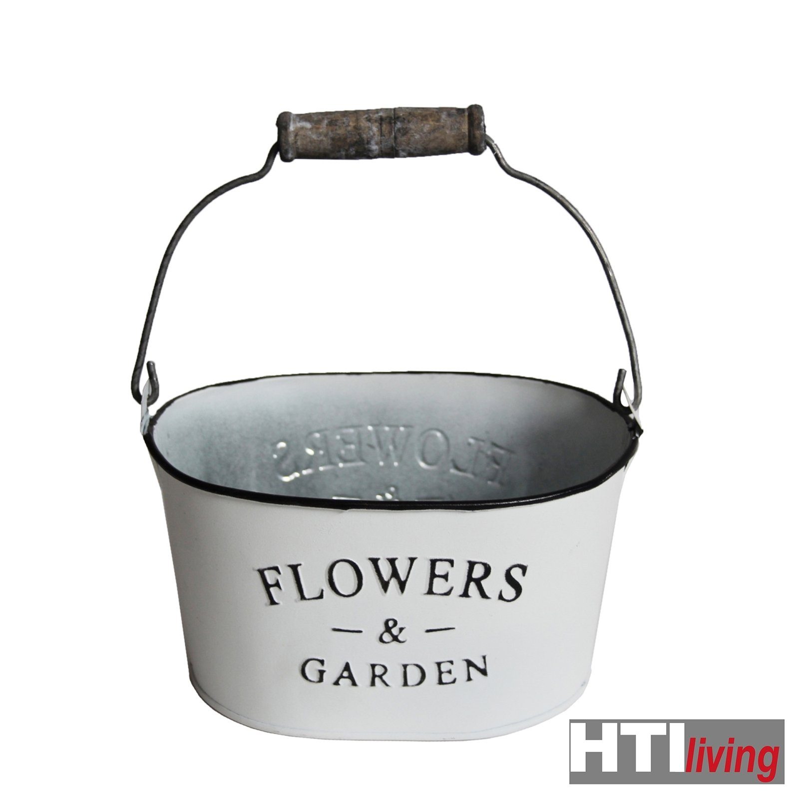 mit HTI-Living Flowers Pflanzschale Zink Garten Pflanztopf Henkel