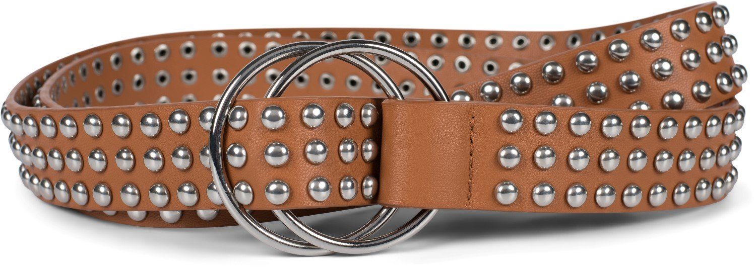 styleBREAKER Nietengürtel Taillengürtel mit Kugelnieten und Ringschnalle (1-St)