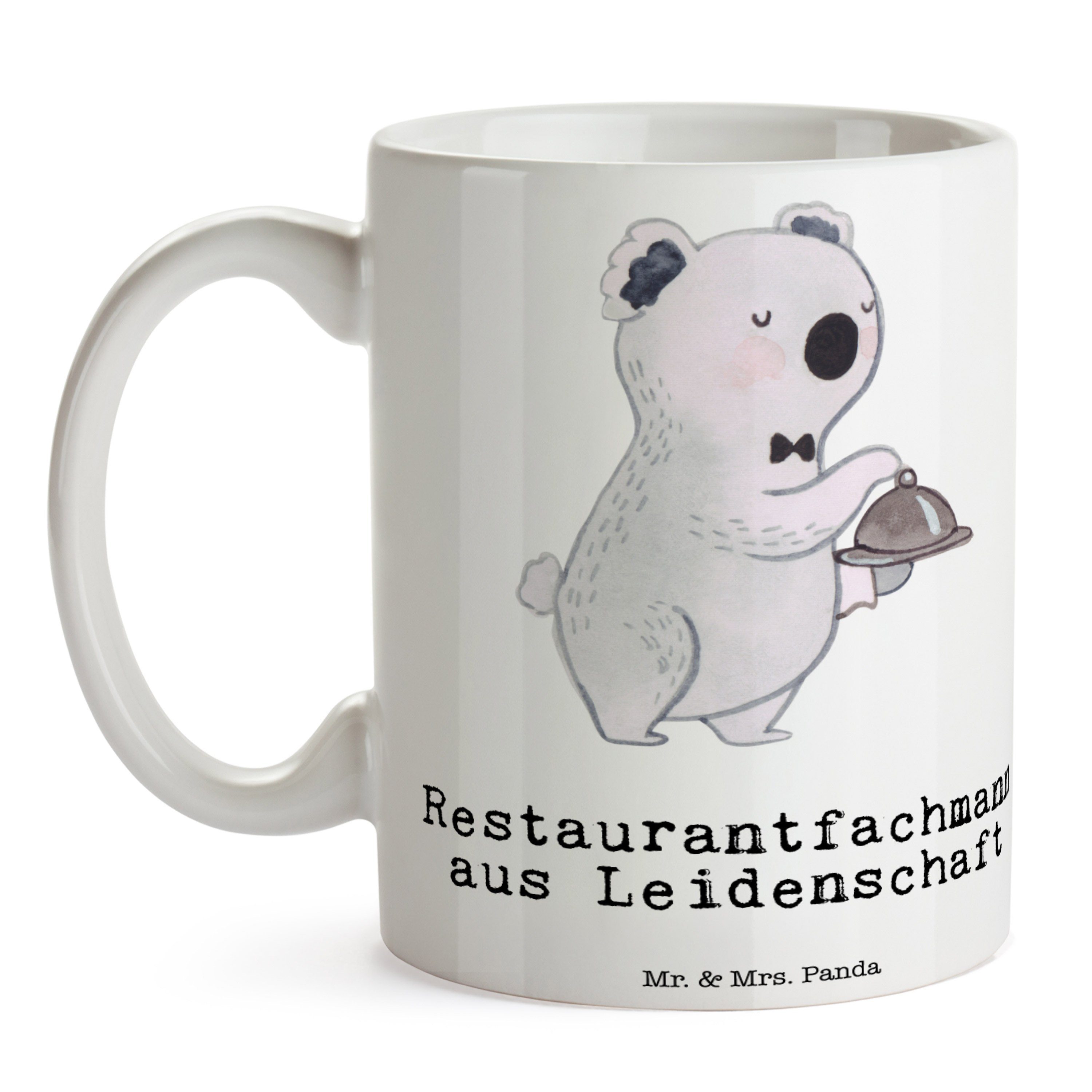 Tasse Geschenk, - Weiß Leidenschaft Mrs. Mr. Motive, Restaurantfachmann - aus Panda Tasse Keramik &