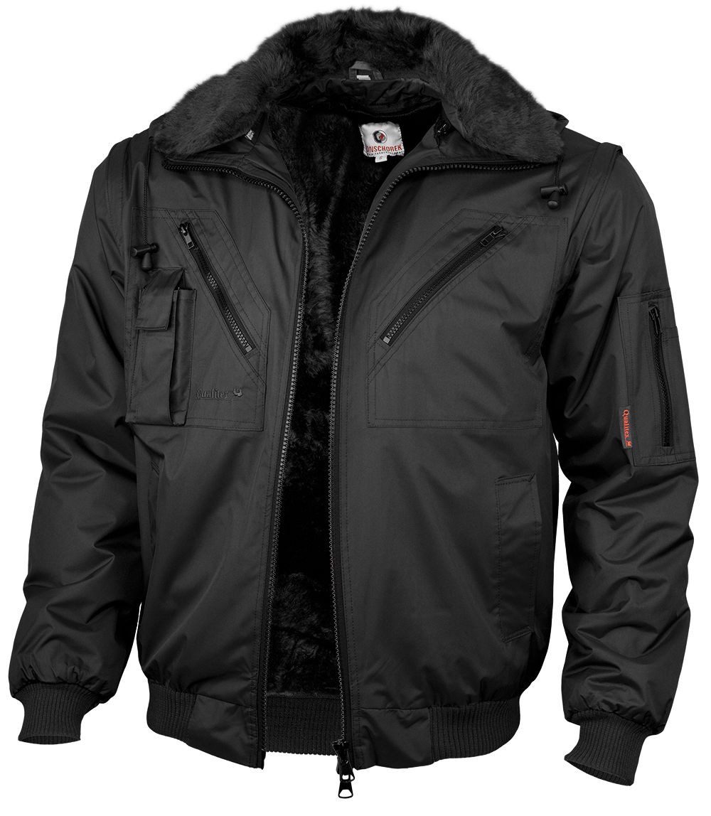Qualitex Workwear Pilotenjacke wasserfeste 4-in-1 Arbeitsjacke aus Mischgewebe - ideal Übergangsjacke (1-St) mit 7 Taschen - Winddicht - Strapazierfähig - Wärmend - Wetterfest