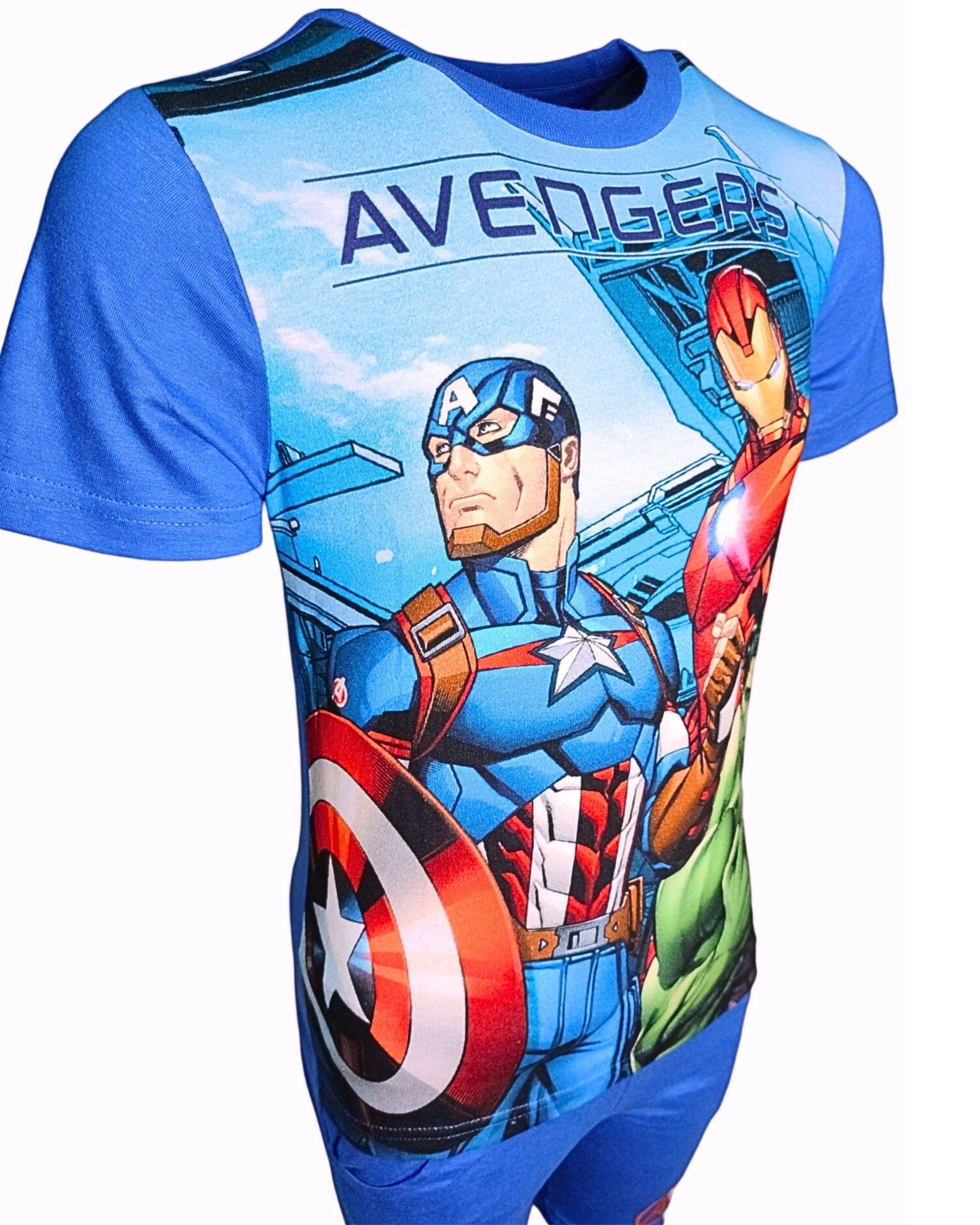 Hose Shorty & Marvel AVENGERS - tlg) (2 The Jungen Blau Set T-Shirt 128 Kurze 98 Gr. cm