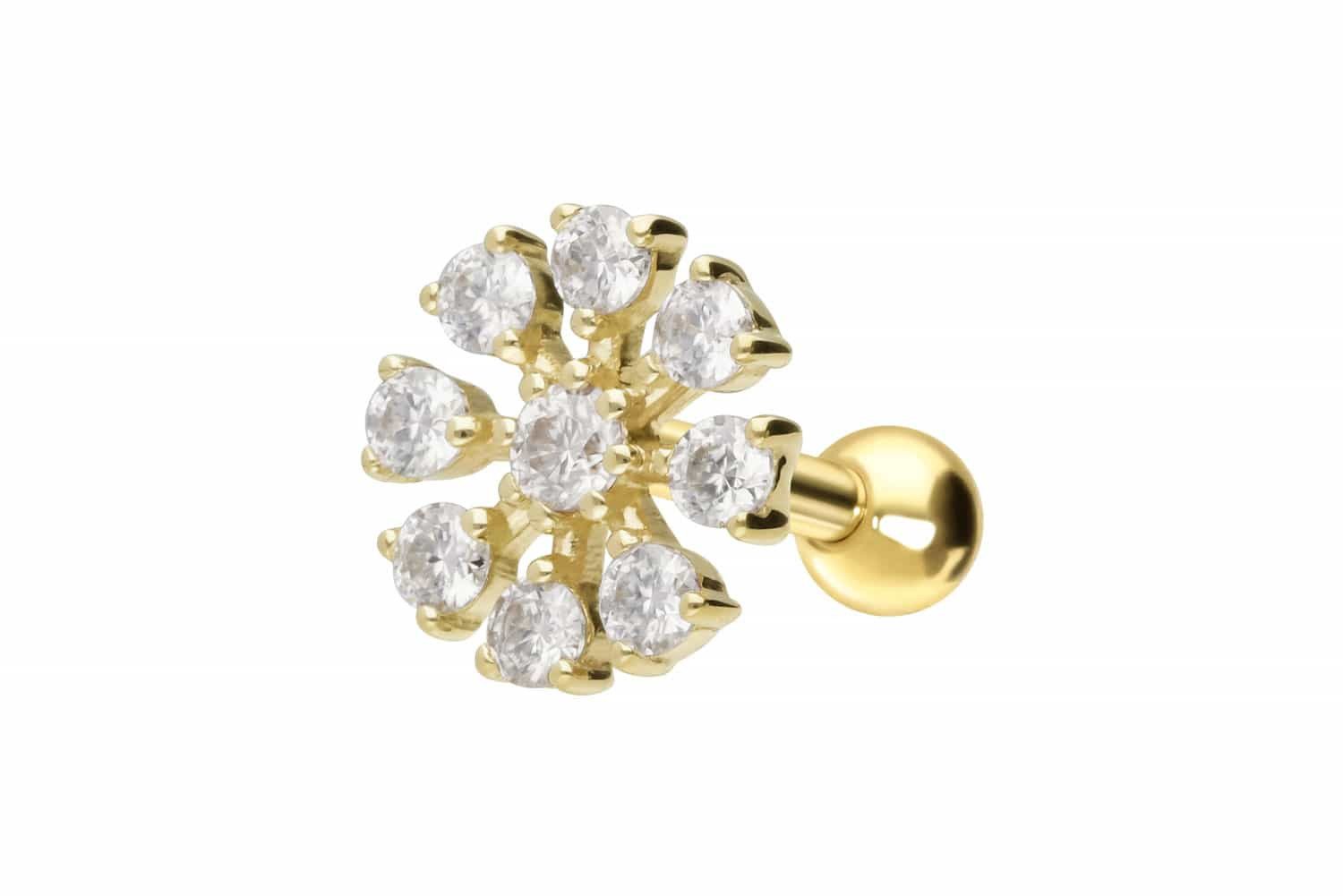Piercing-Set 18 Karat Gold Ohrpiercing MOISSANIT-BLUME