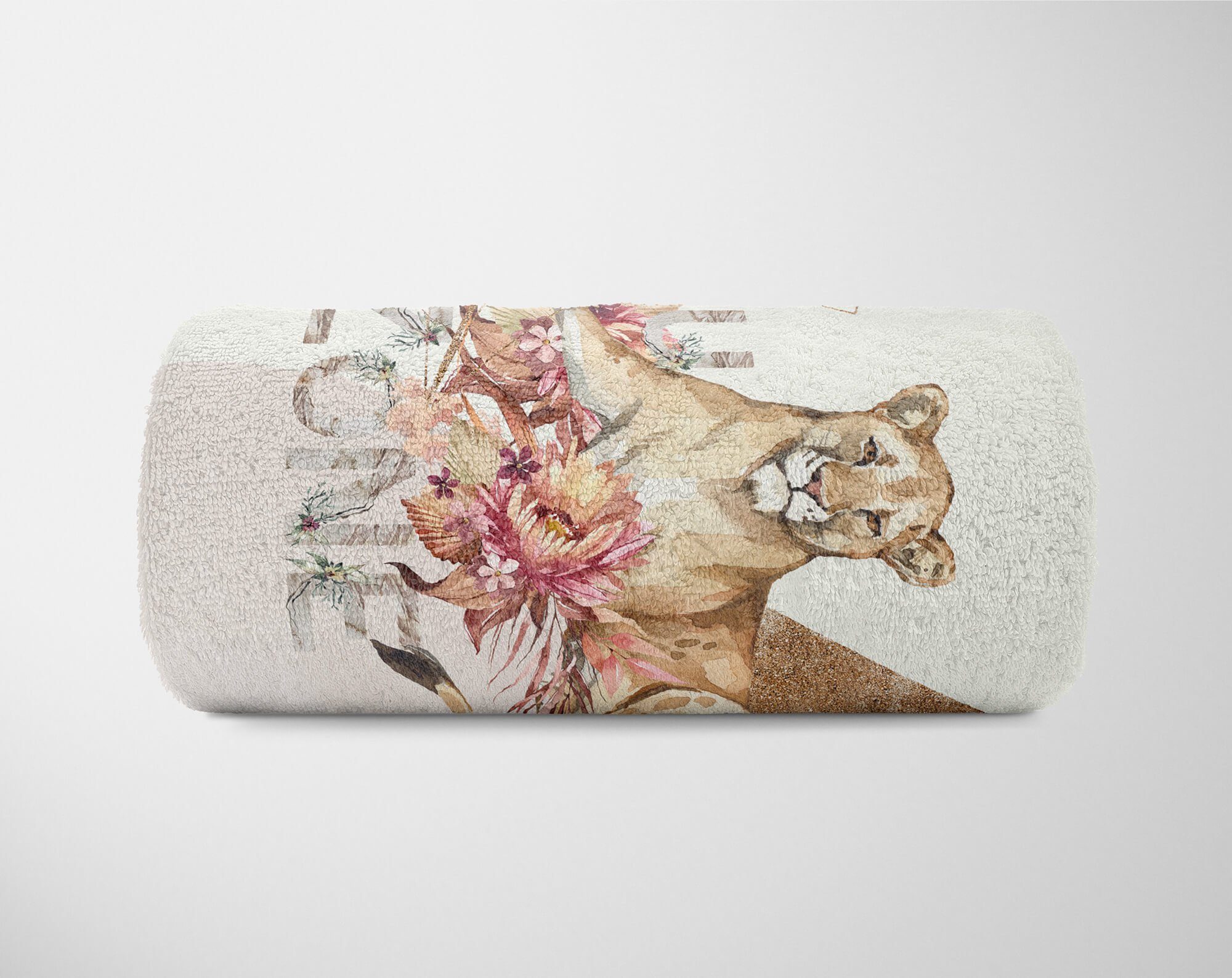 (1-St), Sinus Blumen, Art Handtuch Löwin Strandhandtuch Kuscheldecke Baumwolle-Polyester-Mix Saunatuch Afrika Handtücher Handtuch