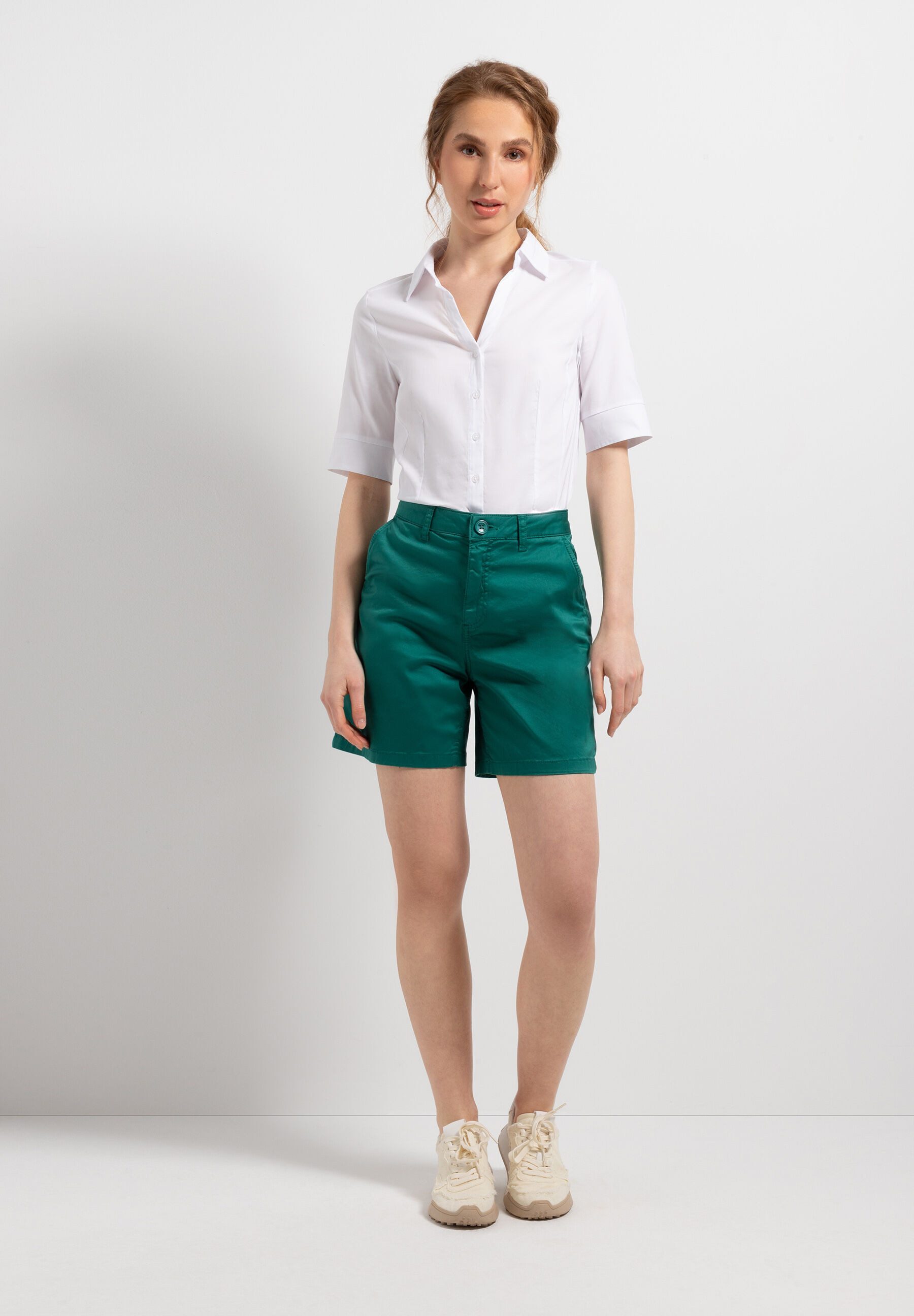 MORE&MORE Kurzarmbluse Baumwollstretchbluse