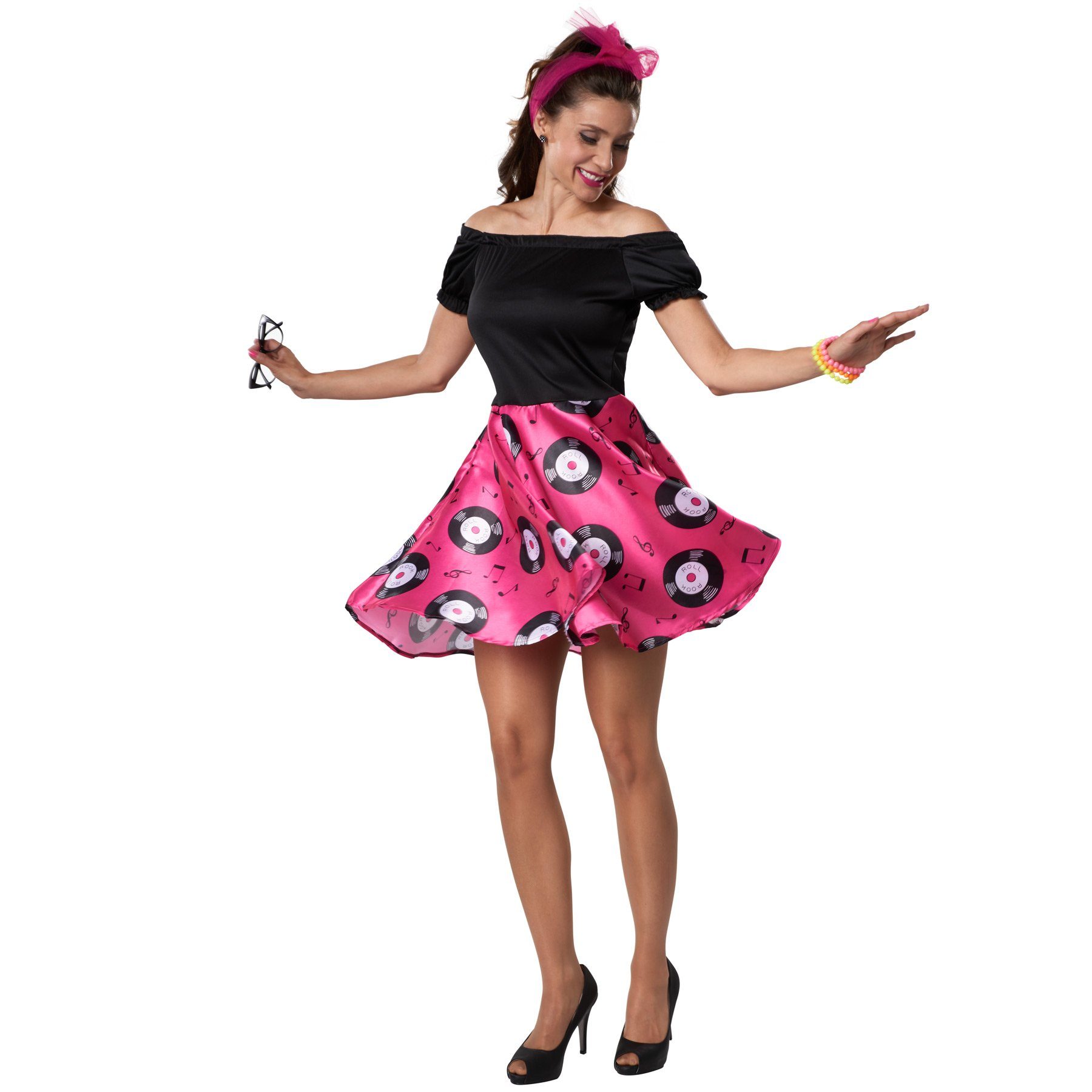 dressforfun Hippie-Kostüm Frauenkostüm Doo-Wop Girl, Knalliges 50er Jahre Kleid