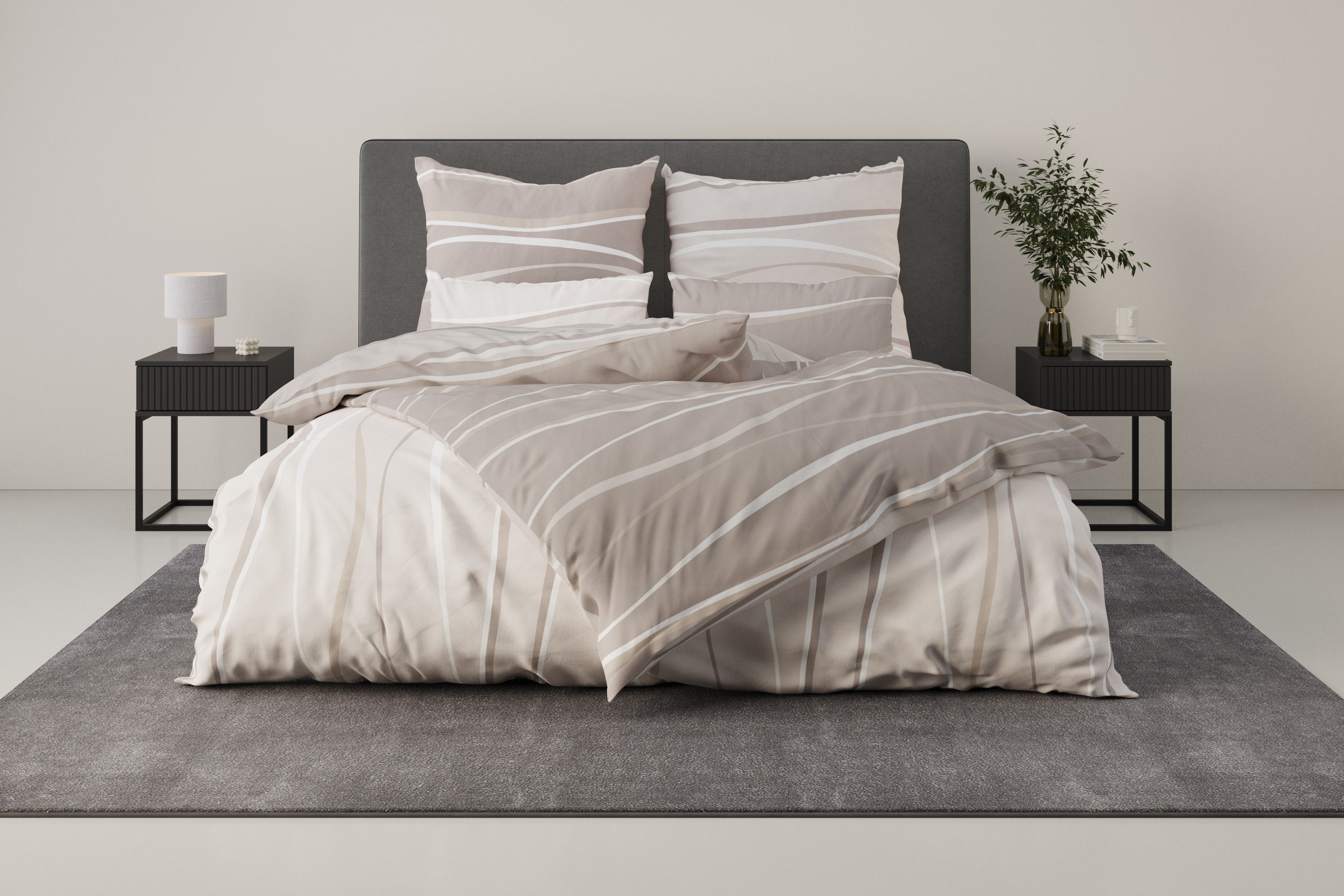 OTTO home Wendebettwäsche Alvara, Linon, 2 teilig, in Gr. 135x200 oder 155x220 cm, 100% Baumwolle, grafisches Motiv