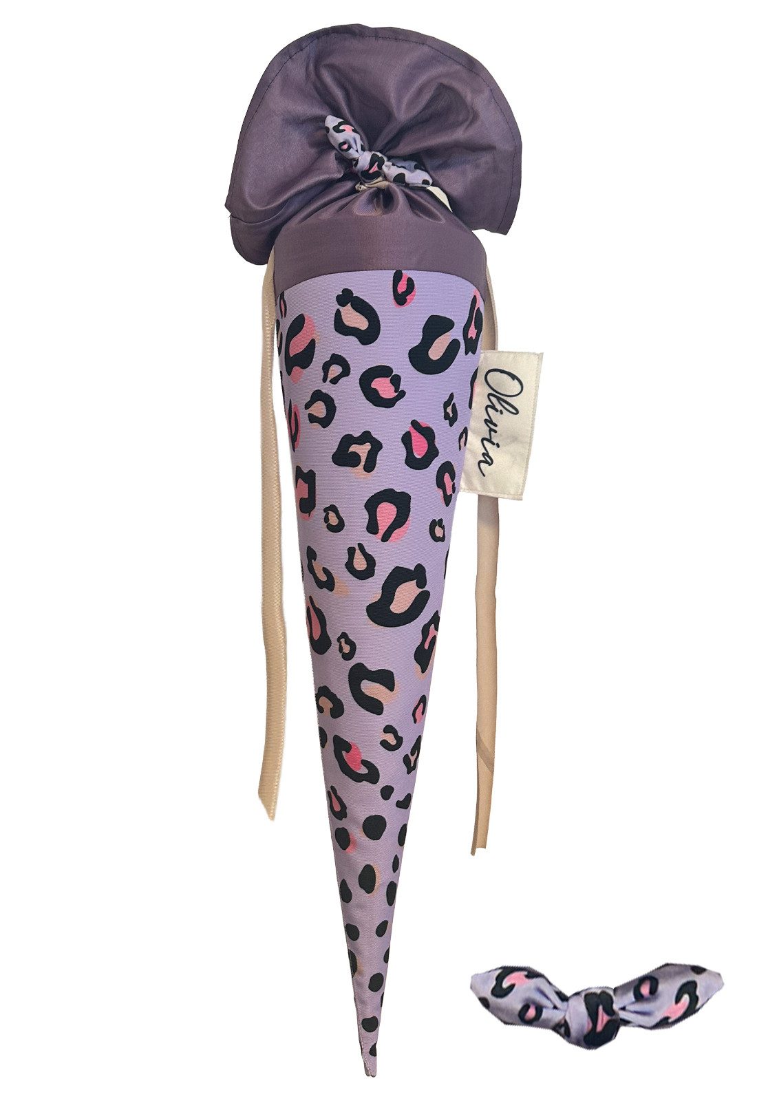 coopz Schultüte Leo-Flieder 70 cm Set mit Haarschleife - Personalisierung möglich