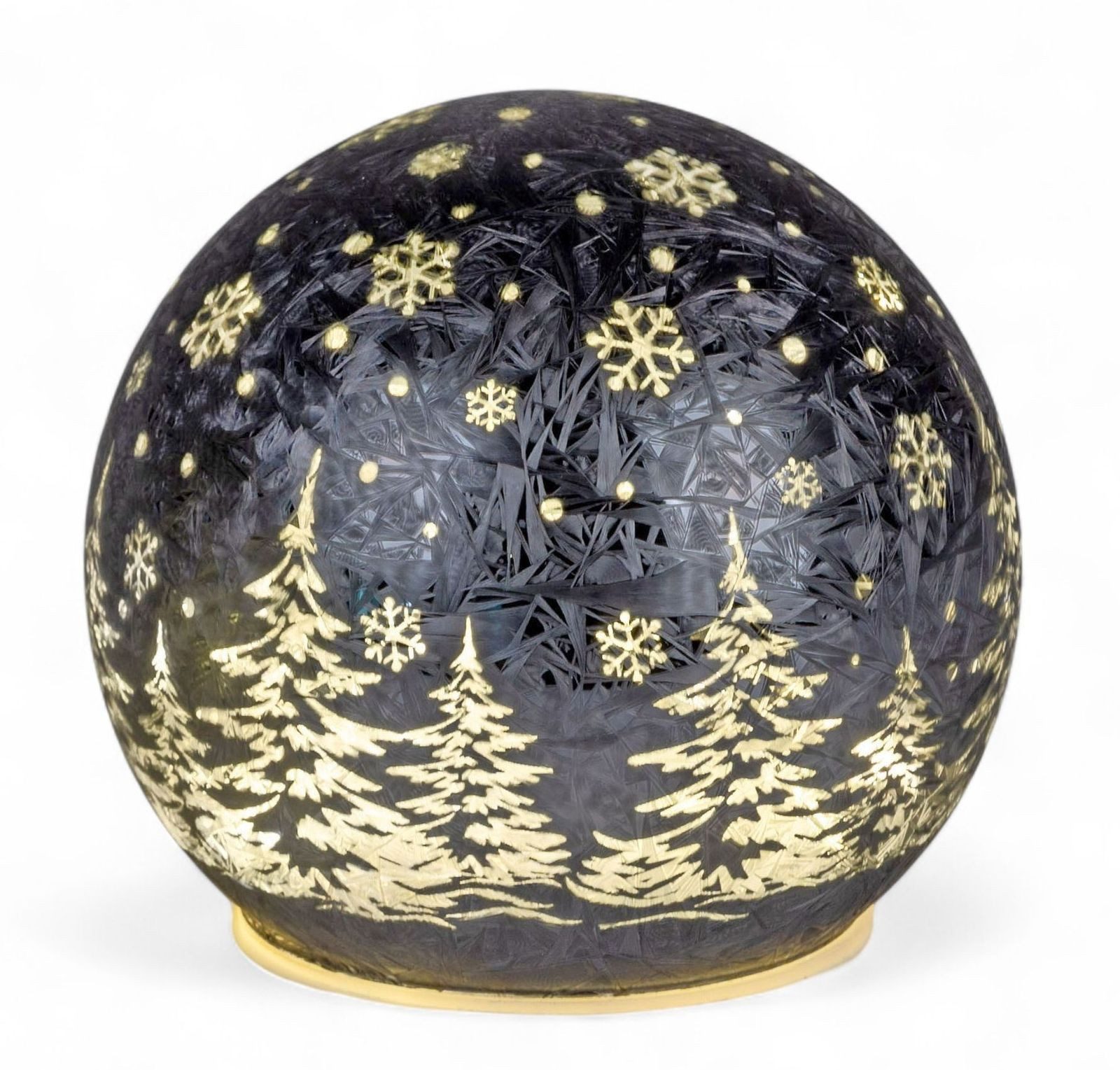 formano LED Dekolicht Glas-Kugel Frosty Schwarz 12 cm Timer 6h/18h Weihnachten Herbst Deko, LED fest integriert