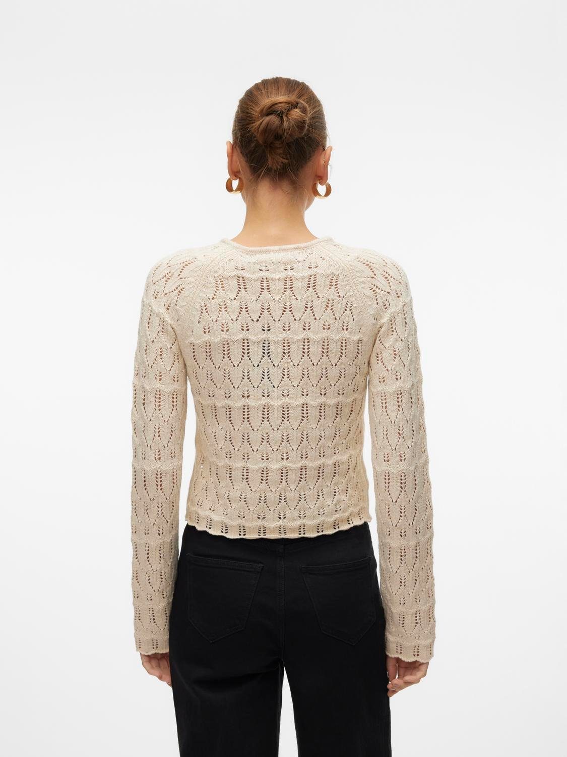 Vero Moda Strickpullover VMNEWFABIENNE LS O-NECK PULLOVER NOOS im hochwertigen Ajourstrickmuster