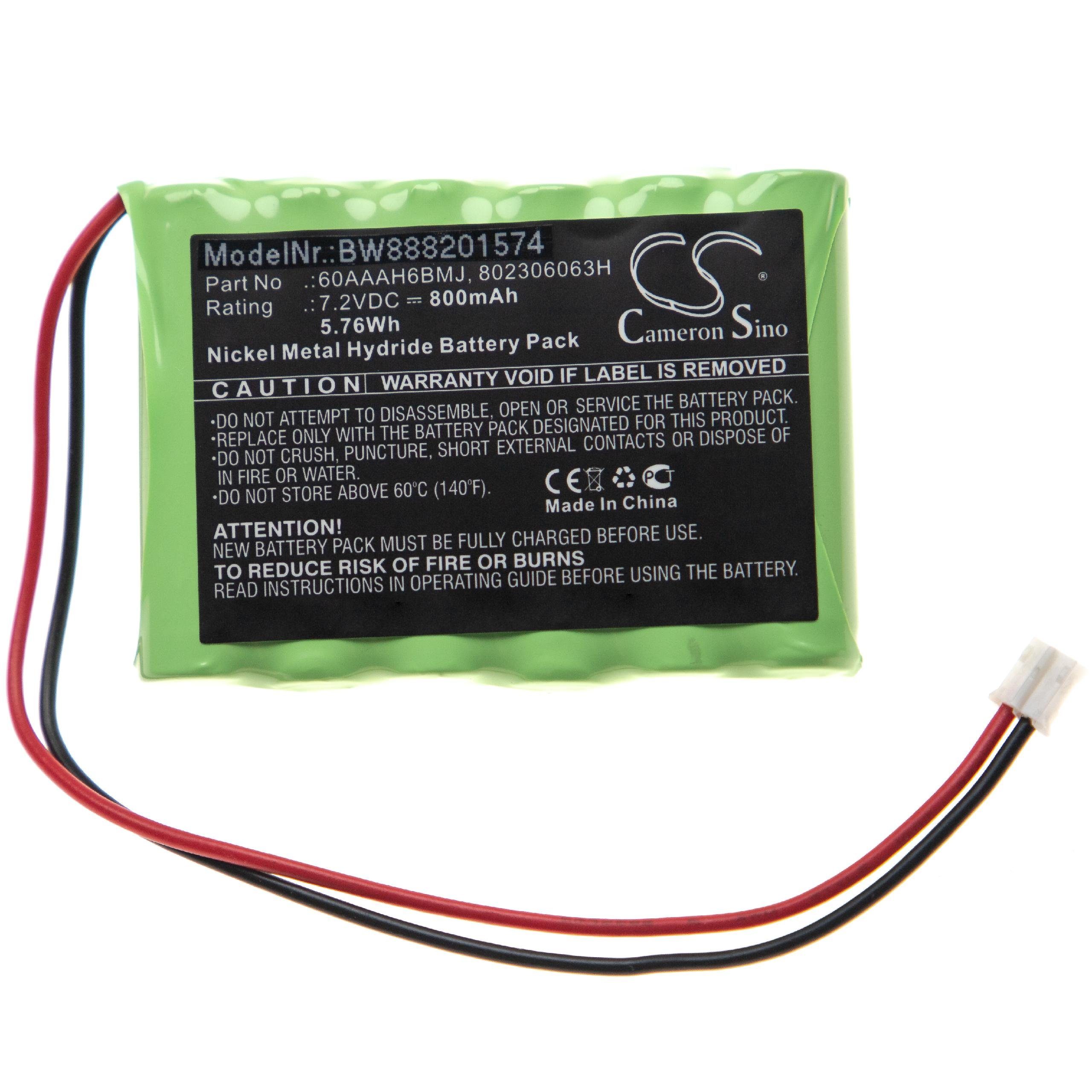 Ersatz NiMH) für vhbw Yale mAh Alarmanlage (800mAh, Akku 60AAAH6BMJ, für 7,2V, 800 802306063H