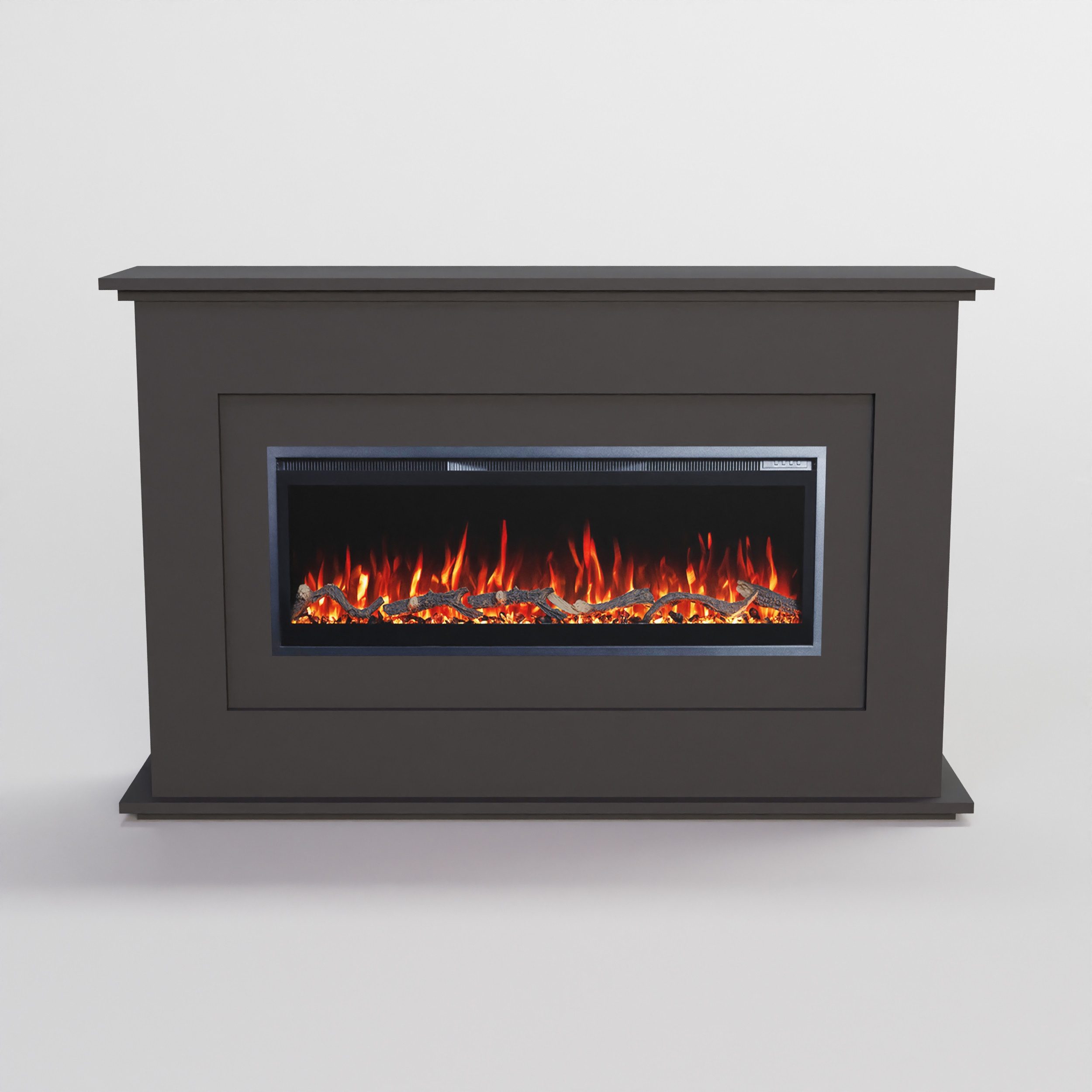 GLOW FIRE Elektrokamin RHEA LED Kamin mit Heizung, Elektrischer Kamin mit 3D Feuer mit Heizung, 2 Dekorationen