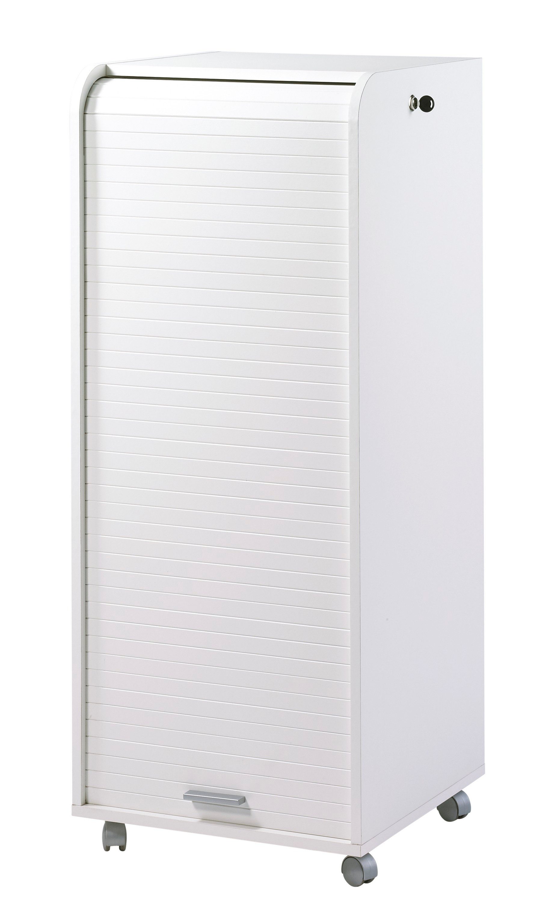 SIMMOB Rollladenschrank Mobiler Büro Aktenschrank, abschließbar, Weiß, 117x47x47 cm