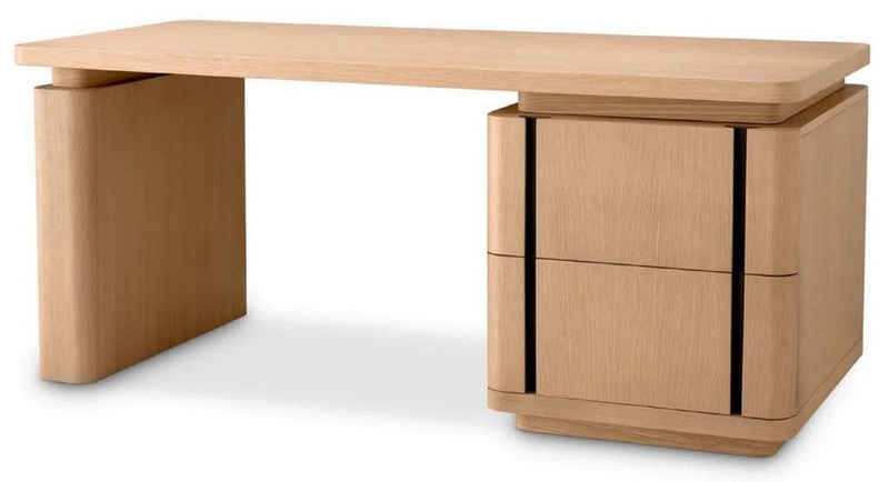 Casa Padrino Schreibtisch Casa Padrino Luxus Massivholz Schreibtisch Naturfarben / Bronze 180 x 80 x H. 76 cm - Bürotisch - Computertisch - Büro Möbel - Luxus Möbel - Luxus Einrichtung - Büro Einrichtung - Luxus Qualität