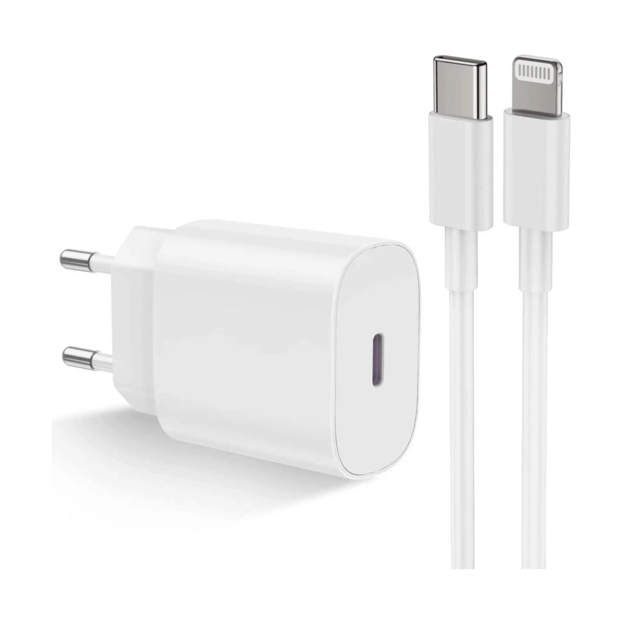 Firelia Ladegerät 20W inkl. Ladekabel Lightning Smartphone-Ladegerät (Netzteil, Schnellladegerät, Für iPhone und iPad, Weiß)
