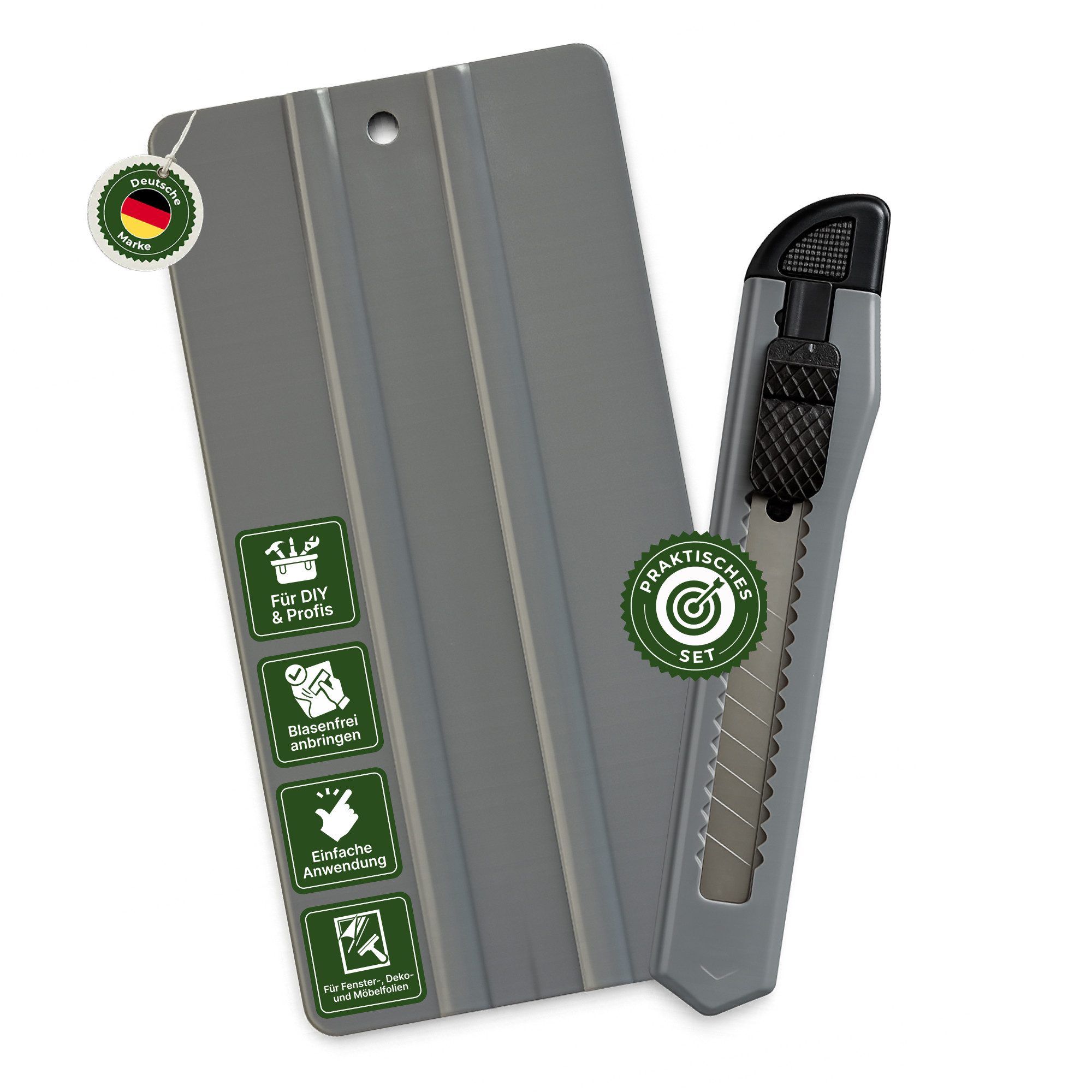 Veluxis Cuttermesser Folien Toolkit mit Rakel & Cuttermesser – Profi Anbringungsset, (2-tlg), blasenfreie Montage – präzise Schnitte & saubere Kanten – DIY & Profi