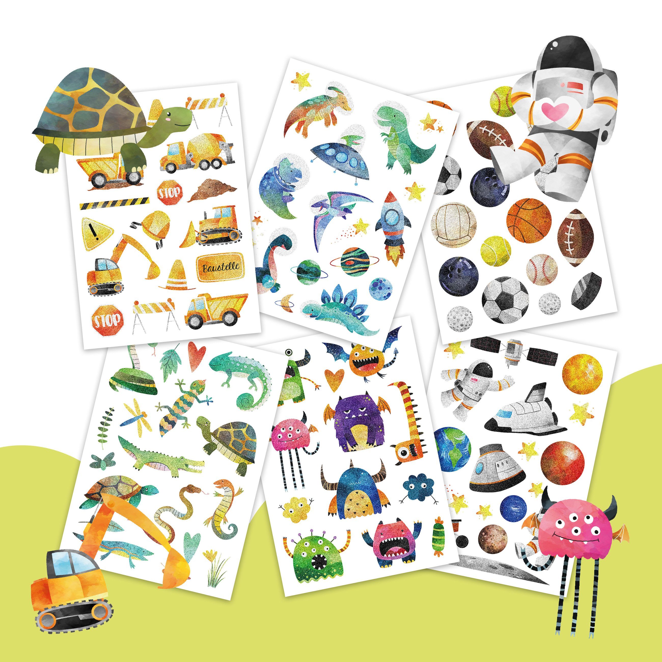 PAPIERDRACHEN Kindertattoo 100 Metallic-Tattoos zum Aufkleben - Hautfreundliche Kindertattoos