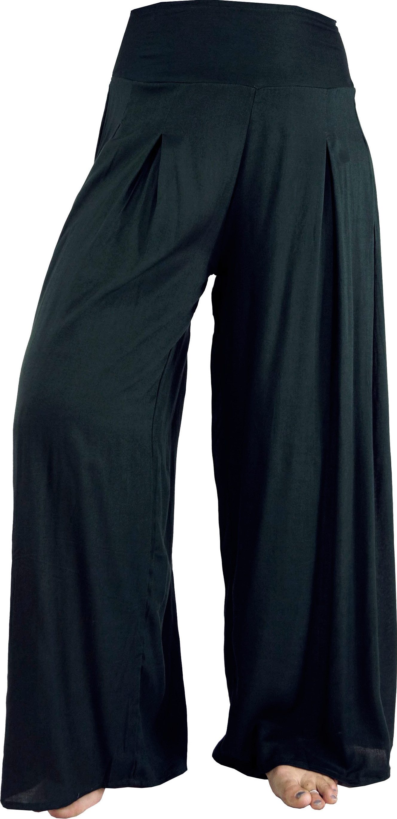 Guru-Shop Relaxhose Boho Hosenrock, weite Sommerhose - schwarz Ethno Style, alternative Bekleidung