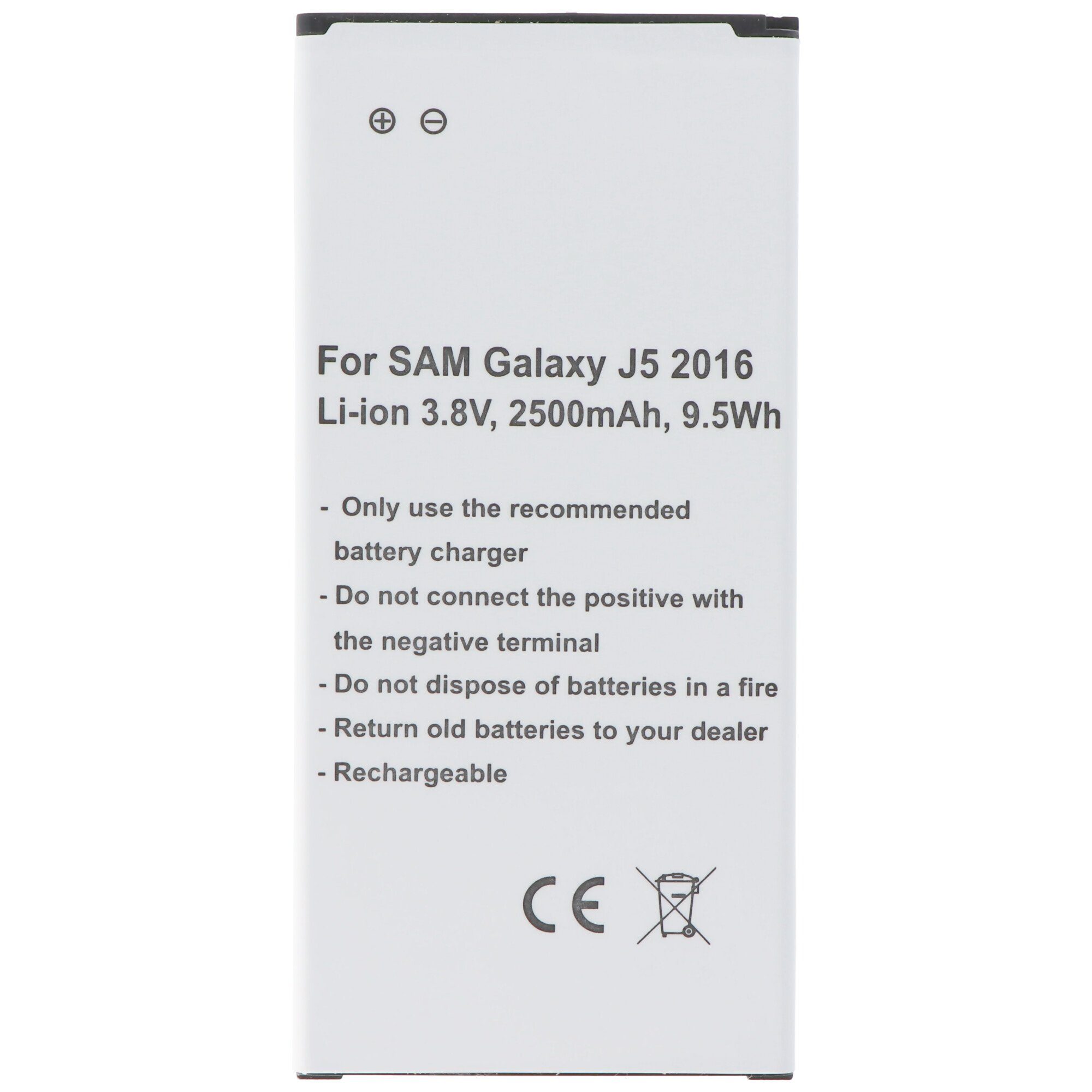 AccuCell Akku passend für den Samsung Galaxy J5 2016 Akku EB-BJ510CBC, EB-BJ51 Akku 2500 mAh (3,8 V)