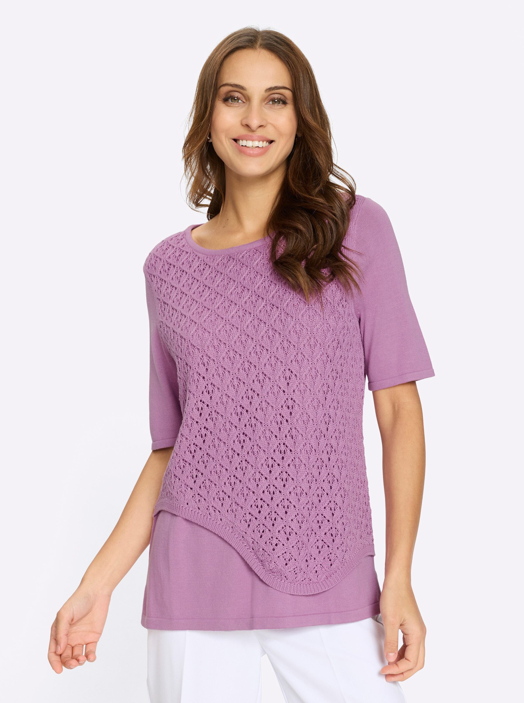 Witt Strickpullover 2-in-1-Pullover Kurzarm Ajour, Jersey günstig online kaufen