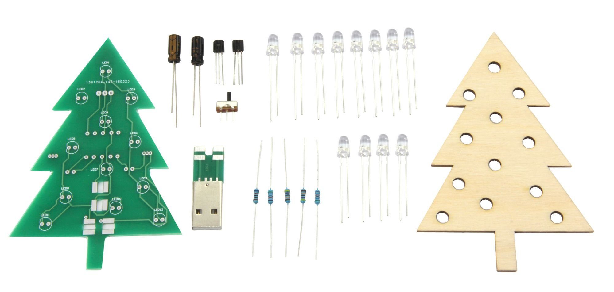 SOL-EXPERT group Experimentierkasten Weihnachtsbaum mit Flacker-LEDS, Lötbausatz für USB