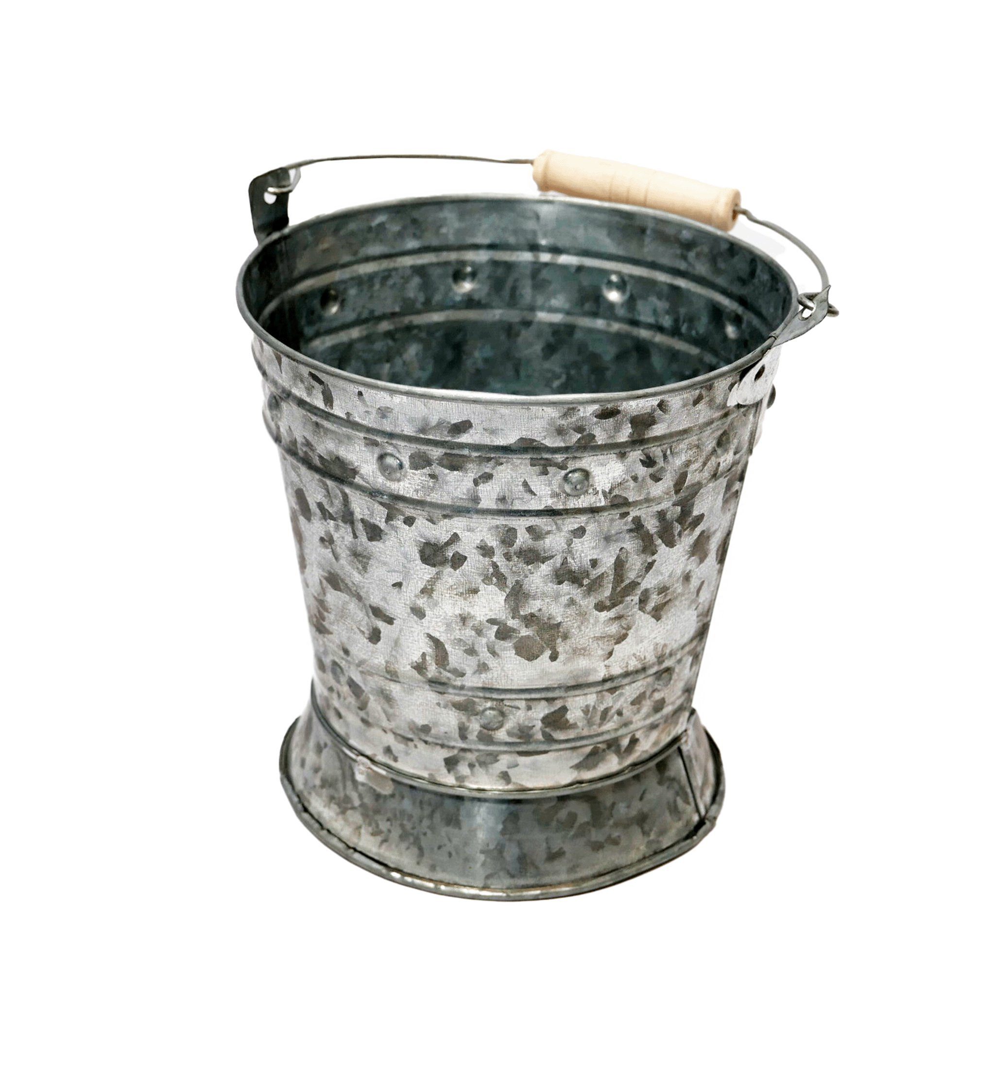 B&S Pflanzkübel Zinkeimer shabby used Look mit Henkel H 18.5 x Ø 18 cm
