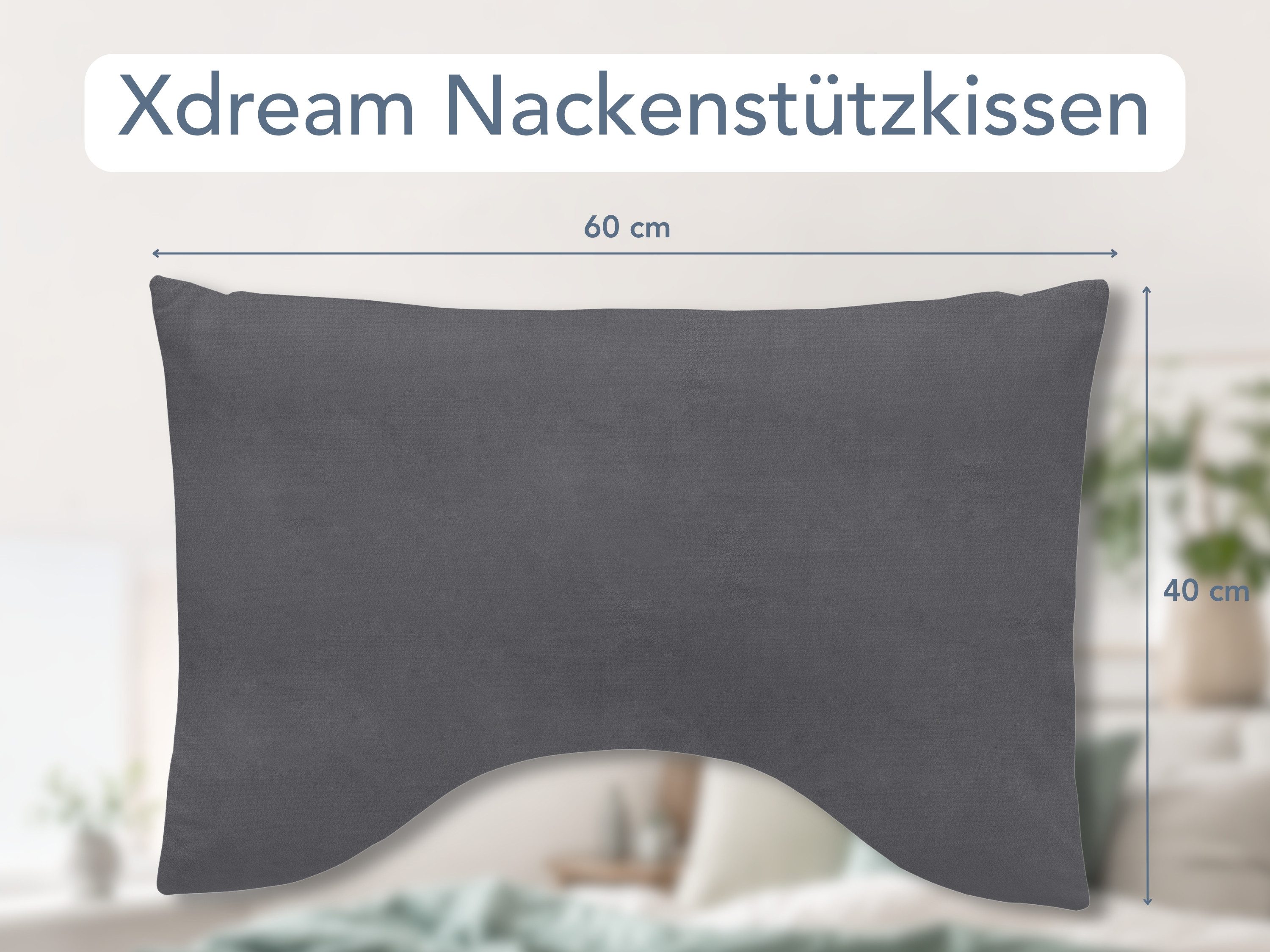 XDREAM Nackenstützkissen Visco Comfort, ergonomisches Nackenkissen mit Memory Effekt, Füllung: 100% Viscoschaum, Bezug: samtig weicher Mikroplüsch, für Rückensc – Bild 2 von 5