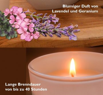 Alcube Duftkerze Lavendel & Geranium, aus 100% veganem Sojawachs - Duftmomemte für Zuhause