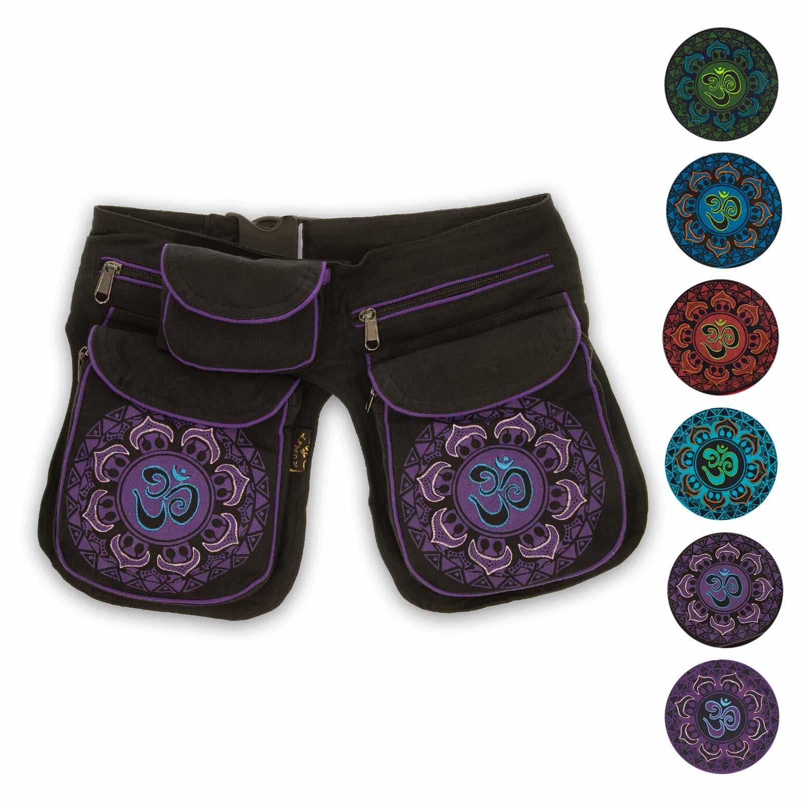 KUNST UND MAGIE Bauchtasche OM Mandala Doppel Bauchtasche Hüfttasche Mandala Gürteltasche Sidebag Black Purple