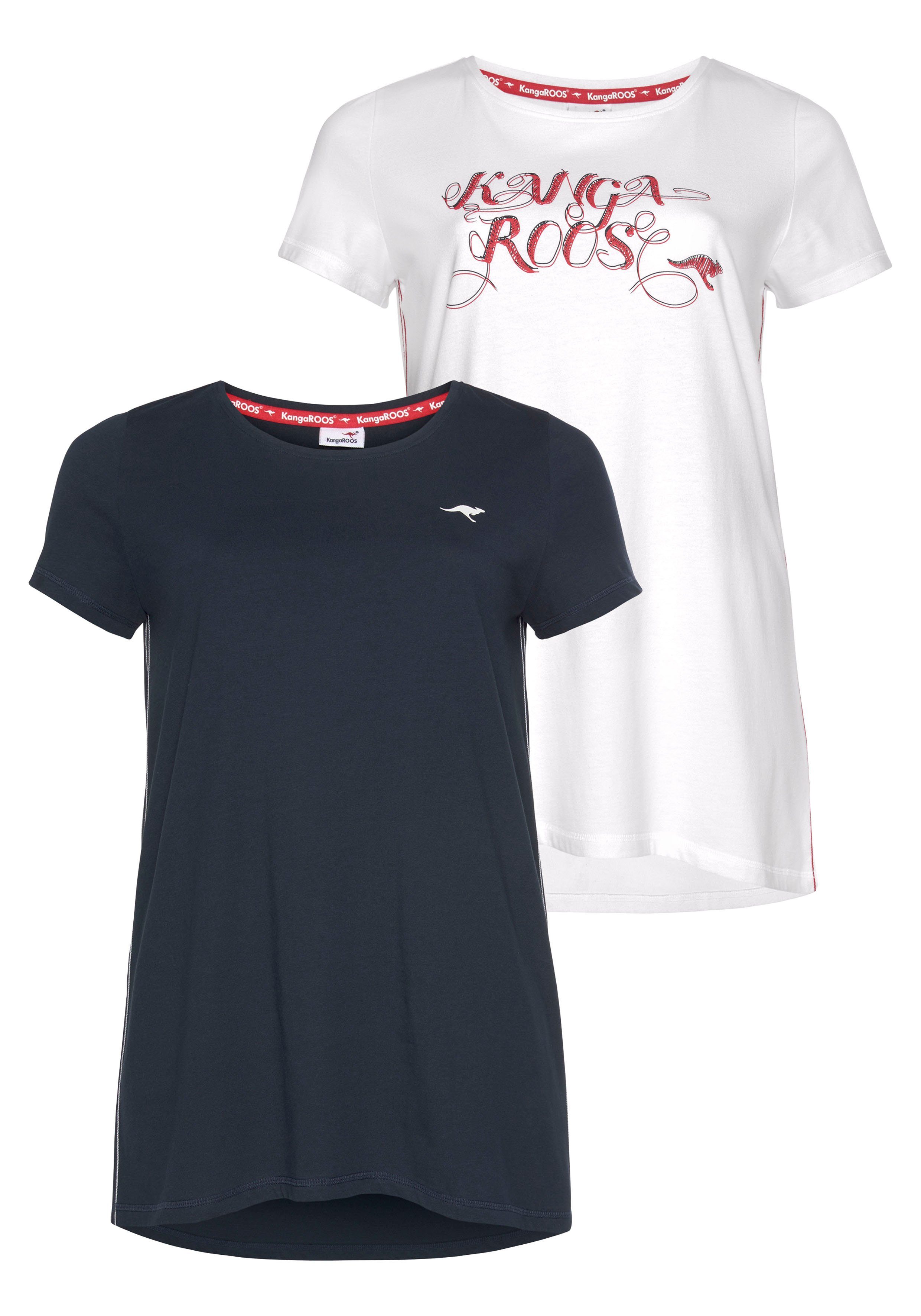 KangaROOS Longshirt (Packung, 2-tlg., 2er-Pack) Kurzarm, figurumschmeicheln günstig online kaufen