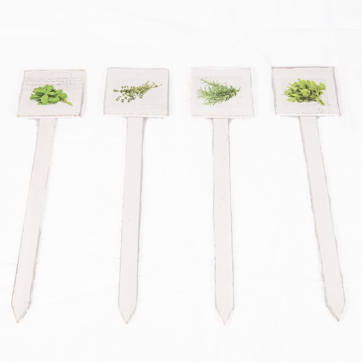 Marabellas Shop Gartenstecker Kräuterstecker Pflanzenschild ca.13 x 13 x 58cm 4er-Set Pflanzschilder