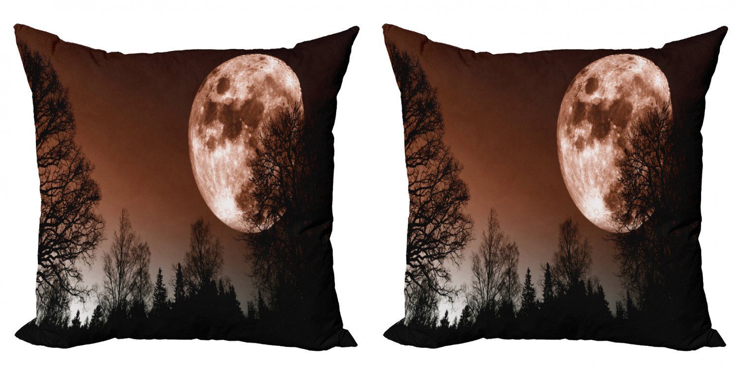 Abstrakt Mond (2 Modern Abakuhaus Stück), Digitaldruck, Doppelseitiger Farbiger Wald Accent Kissenbezüge
