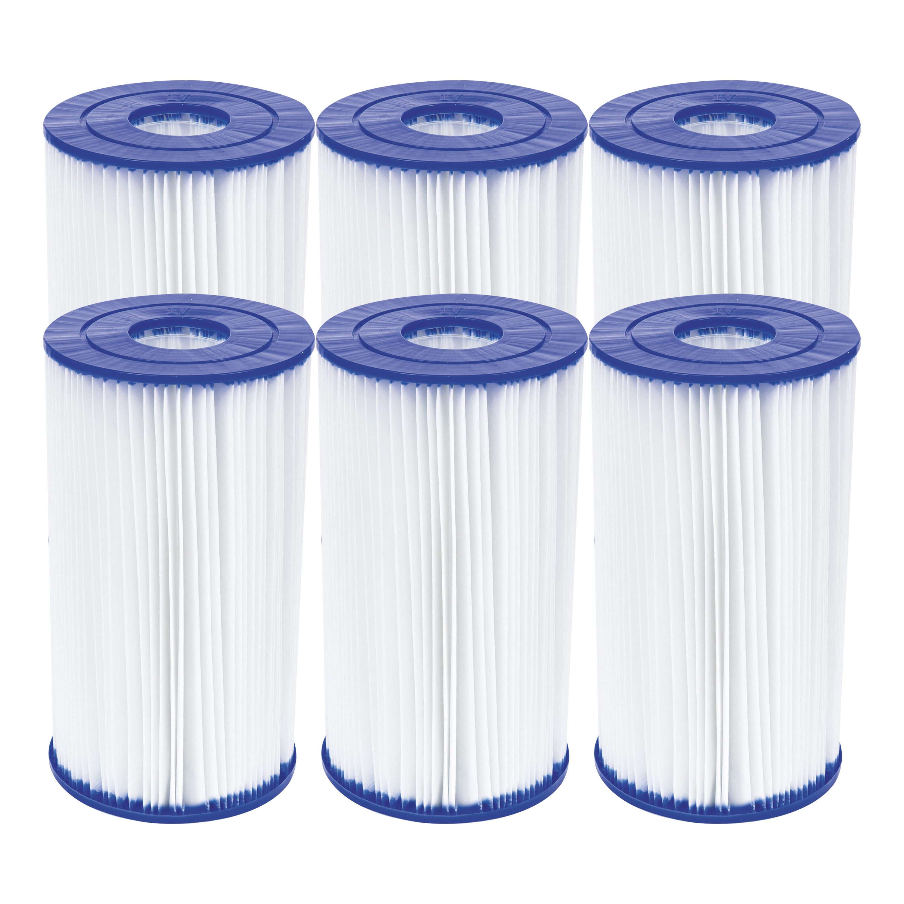 Bestway Pool-Filterkartusche Flowclear™ Gr. IV 14,2 x 25,4 cm, 6er-Sparset, Zubehör für Kartuschen-Filterpumpen, Feine Lamellenstruktur