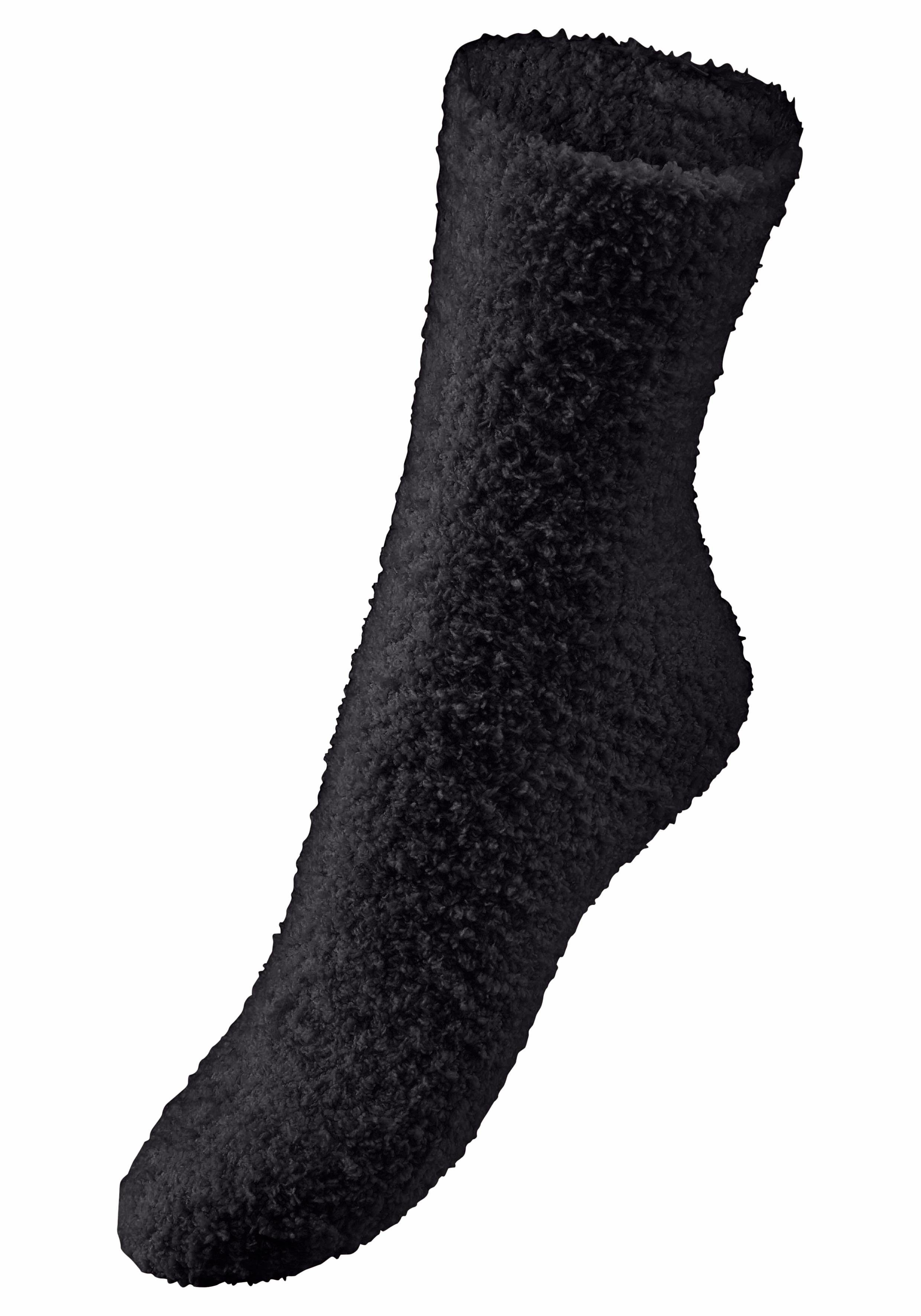 Lavana Kuschelsocken Damen Flauschige Wintersocken Haussocken Bittsocken (Packung, 5-Paar) mit Herzen am Bund