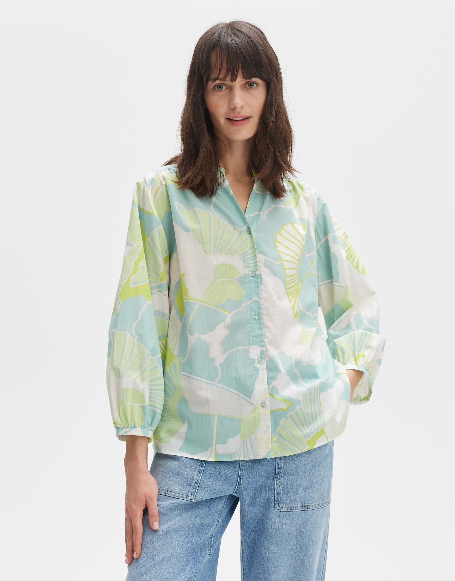 OPUS Langarmbluse OPUS Printbluse Faomi nature O-Form