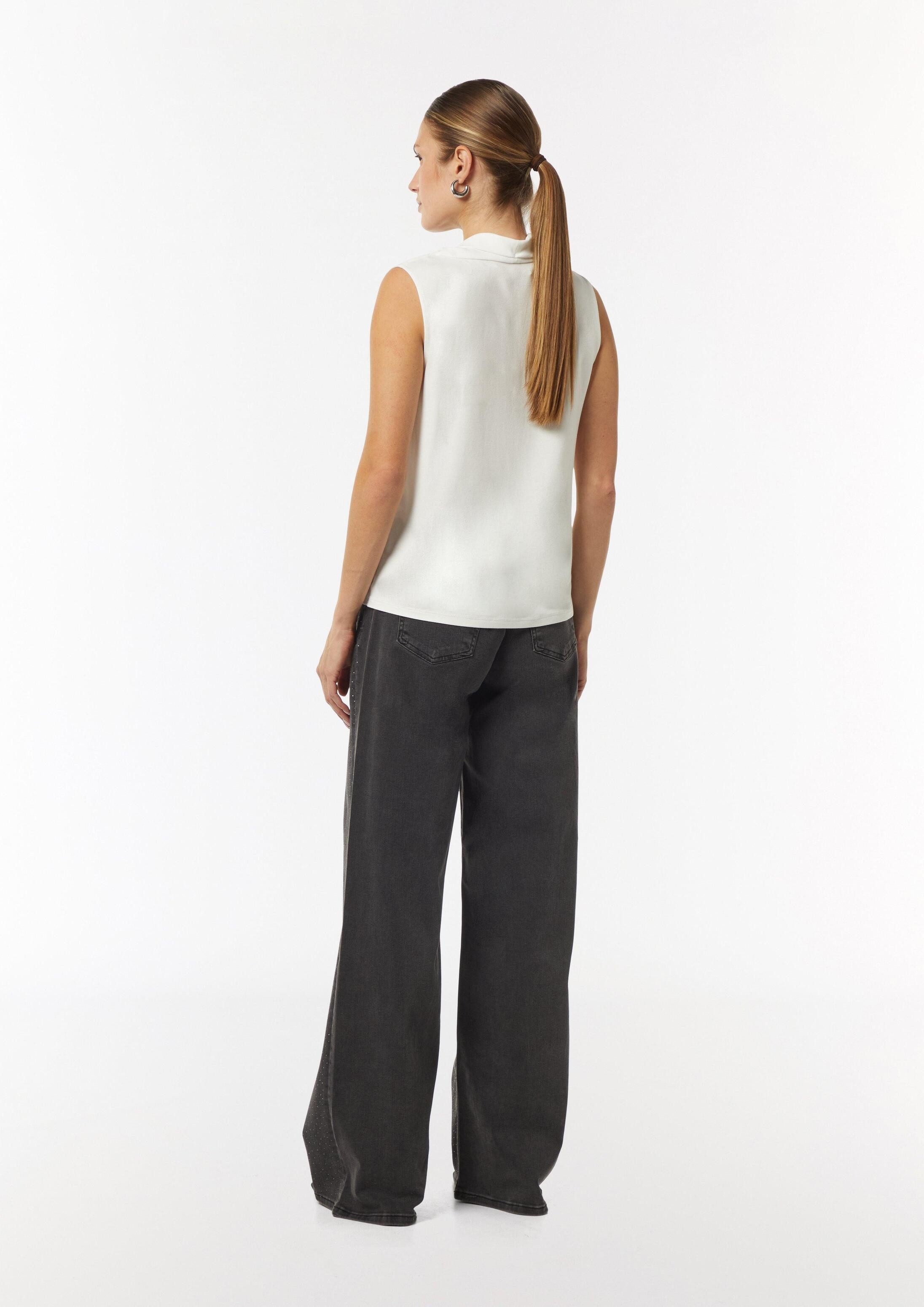 comma Muskelshirt T-Shirt Jersey-Top mit Wasserfall-Ausschnitt