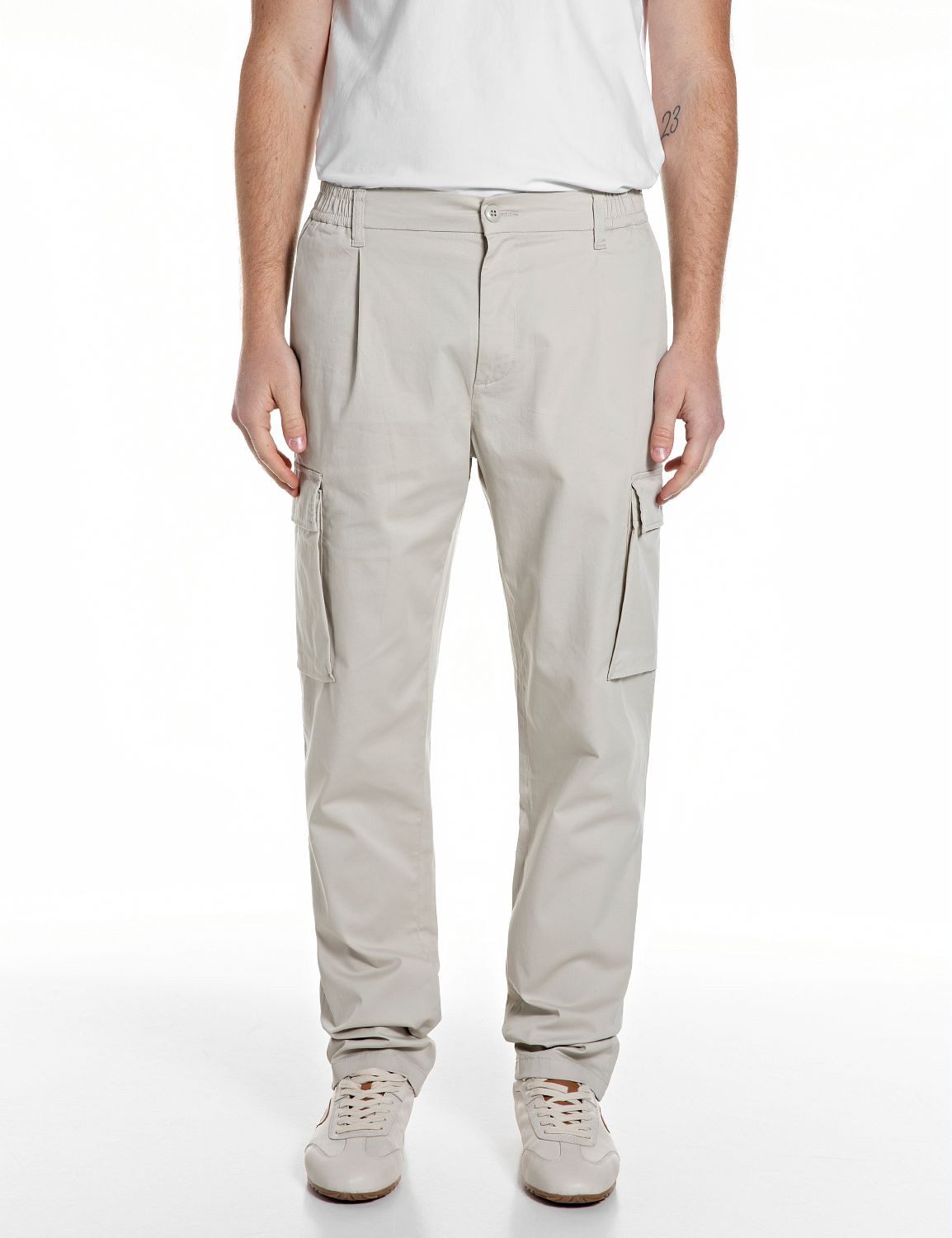 Replay Chinohose Adhann aus Twill mit Cargotaschen, Tapered Fit