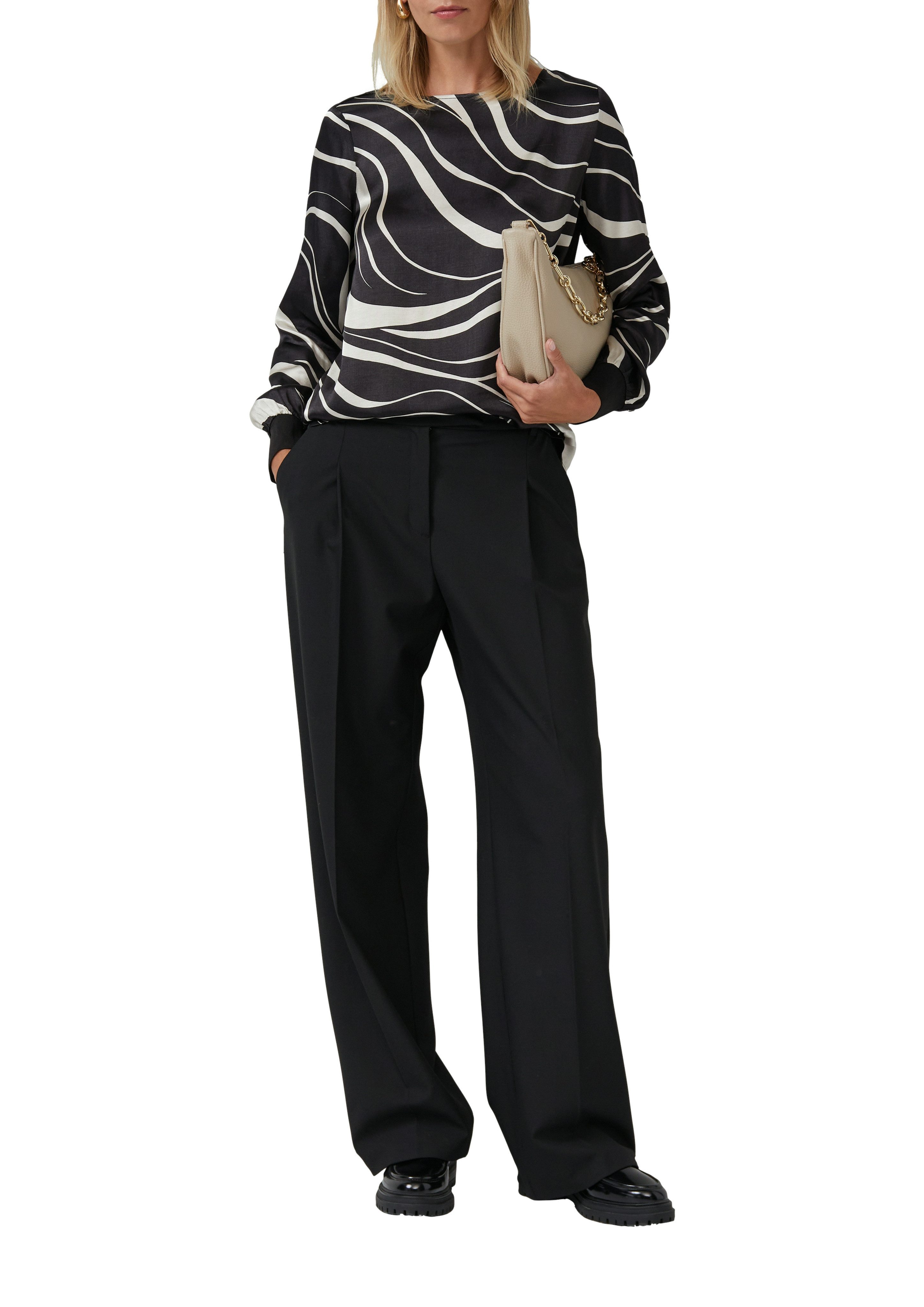 s.Oliver BLACK LABEL Langarmshirt mit All-Over günstig online kaufen