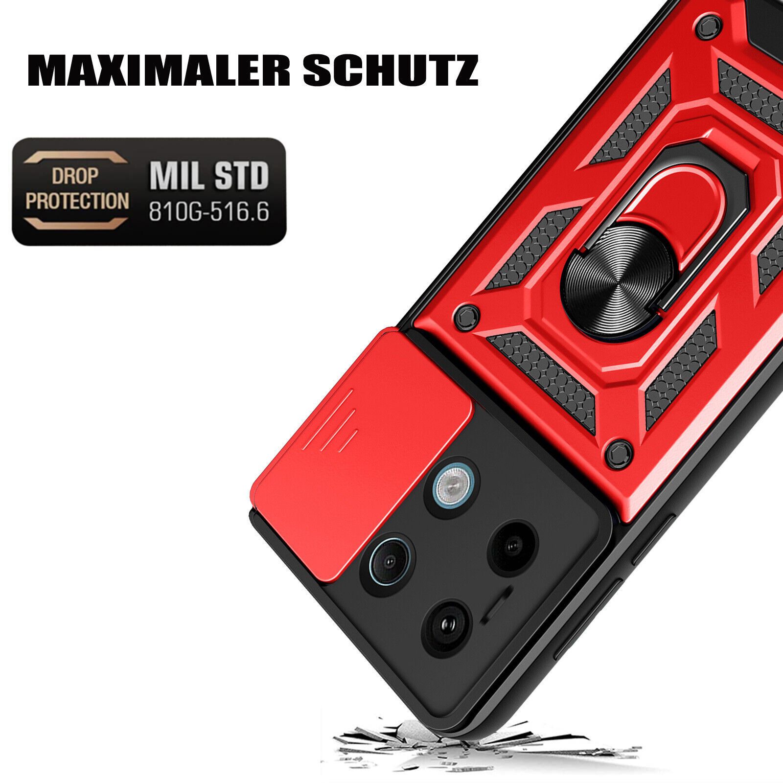 betterfon Handyhülle Panzerhülle für Xiaomi Redmi Note 13 Pro 5G mit Kameraschutz, Outdoorhülle mit Smartstand und Silikonkern – Bild 4 von 5