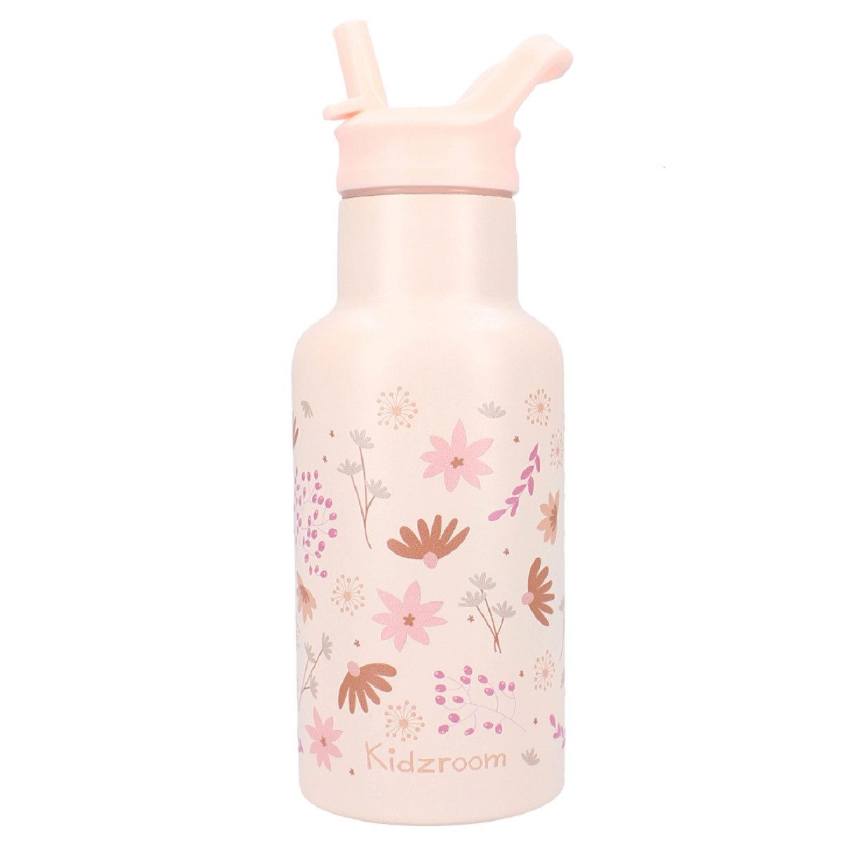 Trinkflasche Wasserflasche 350 ml für Kinder aus Edelstahl mit Strohhalm
